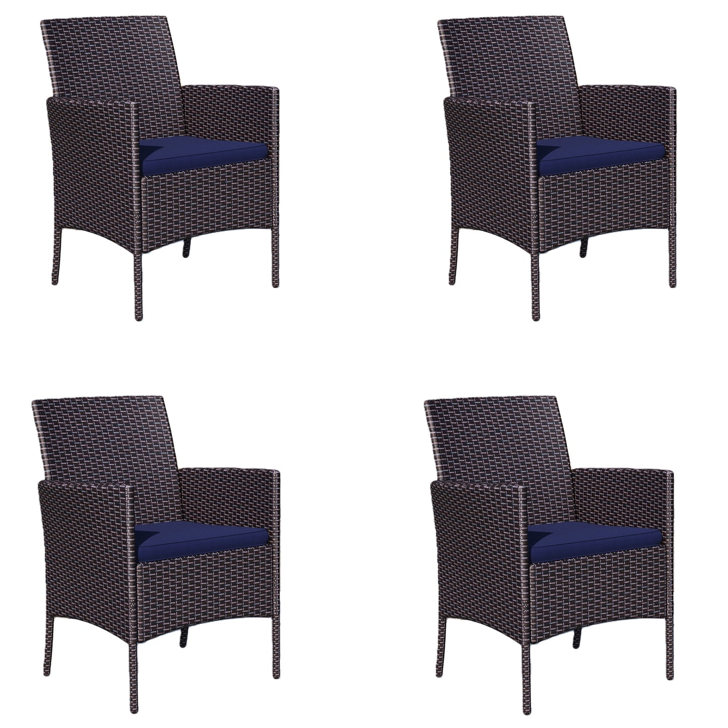 Captiva Designs Outdoor Patio All-weather Wicker Dining Chairs with Thick Cushion