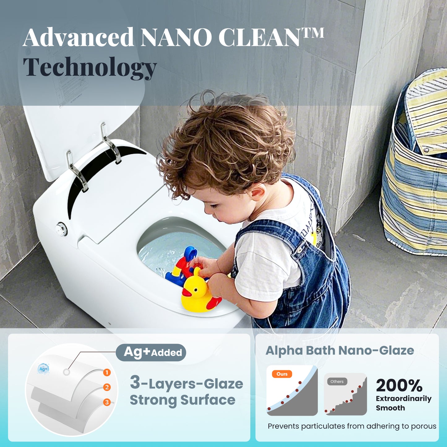 Captiva Designs Bidet Toilet with Water Tank & ADA-Compliant Ergonomic Height, White and Black