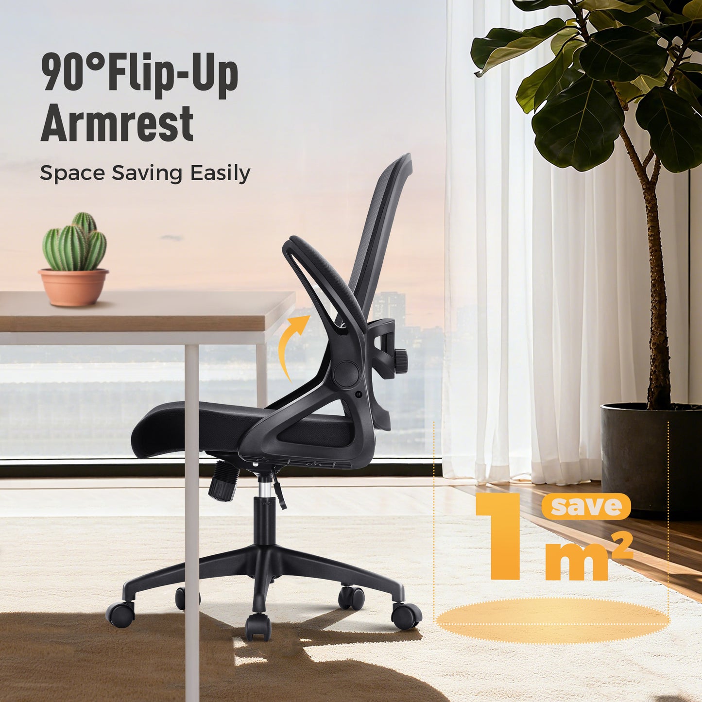 Captiva Designs Ergonomic Office Chair Adjustable Height & Armrest Swivel Chair, Black