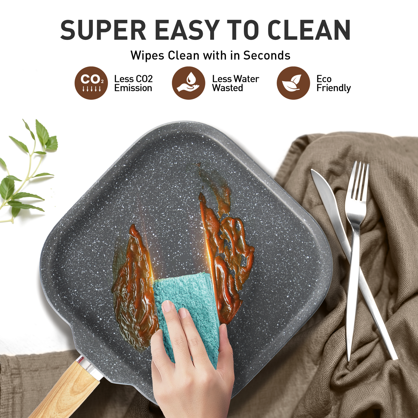 Captiva Designs Nonstick Granite Cookware and Bakeware Set with Heat-Resistant Bakelite Handle