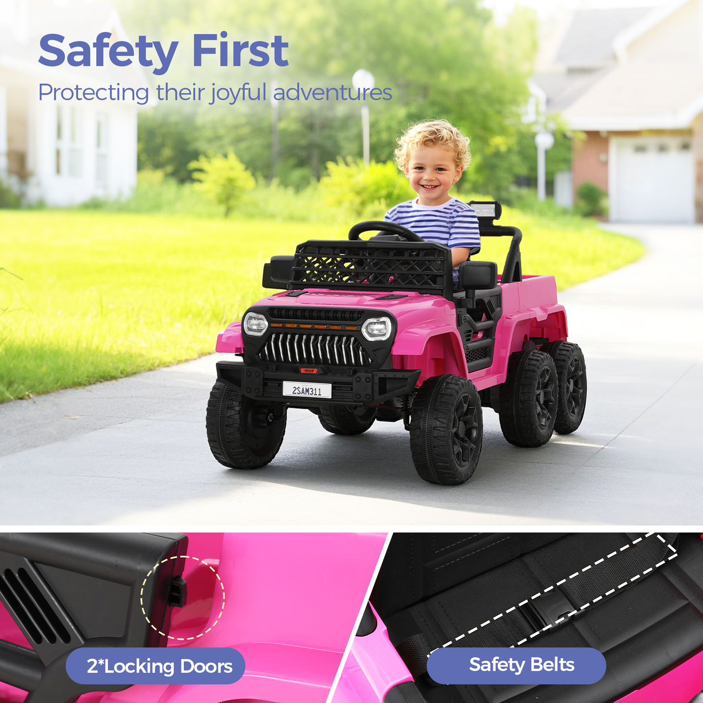 Captiva Designs Electric Jeep Car with Remote Control & Bluetooth Music & Off-Road Power Wheels