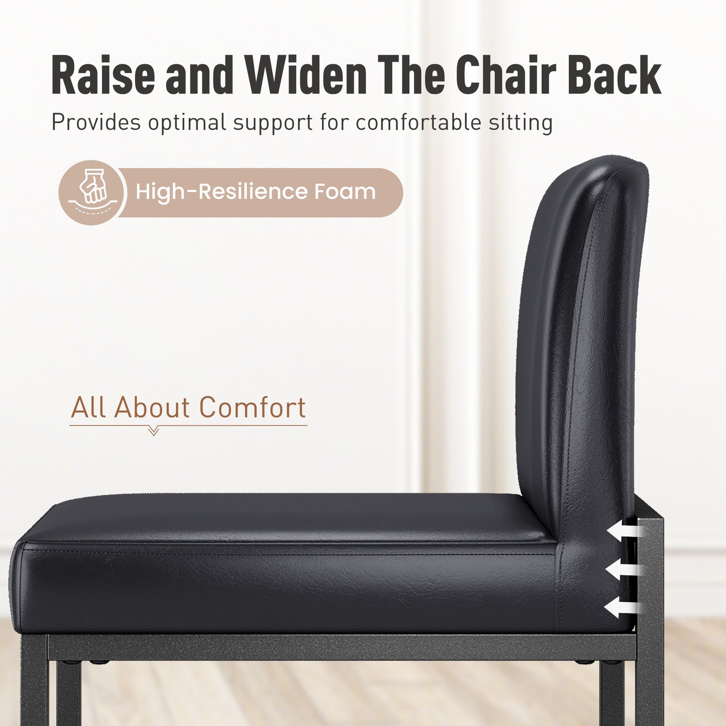 Captiva Designs 24 inch Height Bar Stool with Padded Seat and Back & Sturdy Steel Frame & Footrest