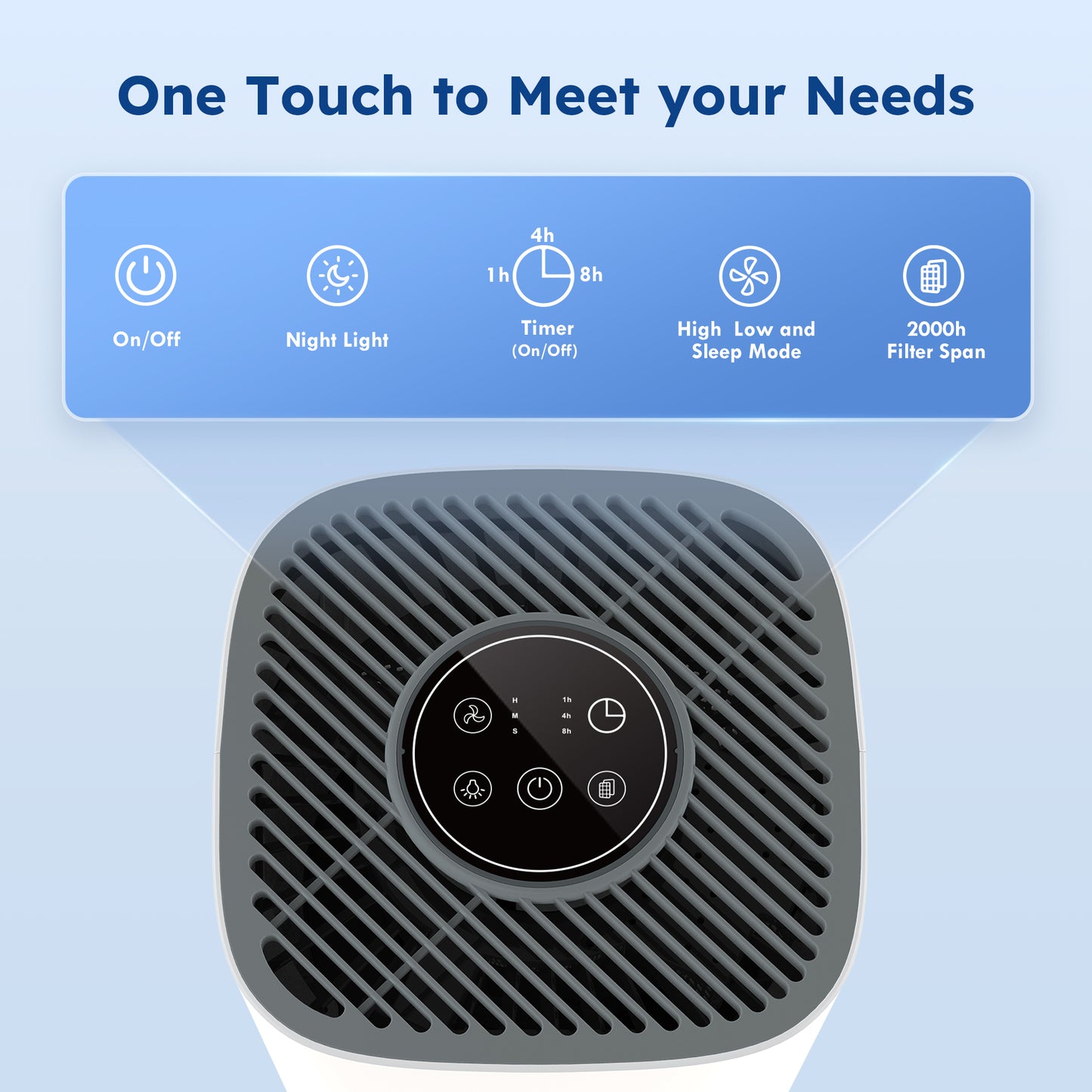 Captiva Designs Air Purifier with H13 True HEPA Filter & 22dB Quiet Sleep Mode, White