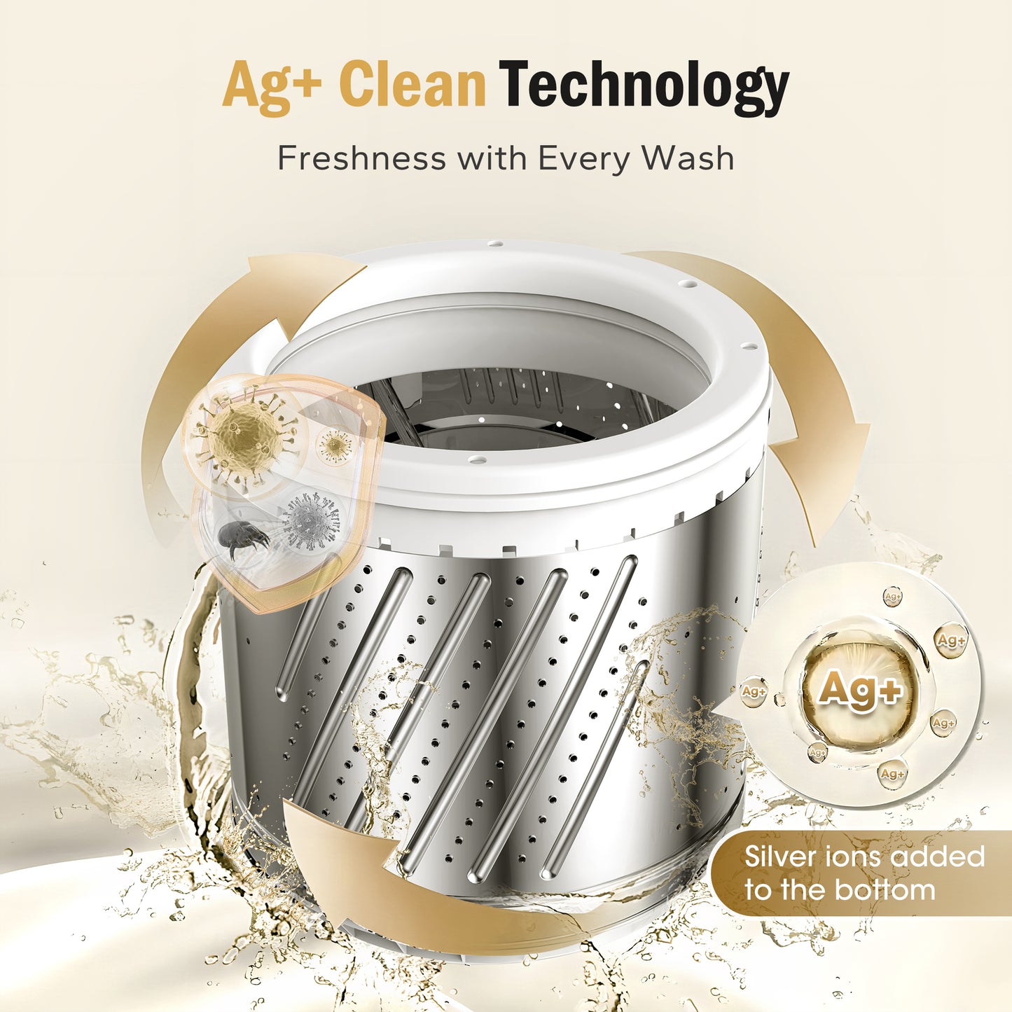 Captiva Designs Automatic Portable Washing Machine 360° Waterfull Deep Clean with Customizable Washing Modes