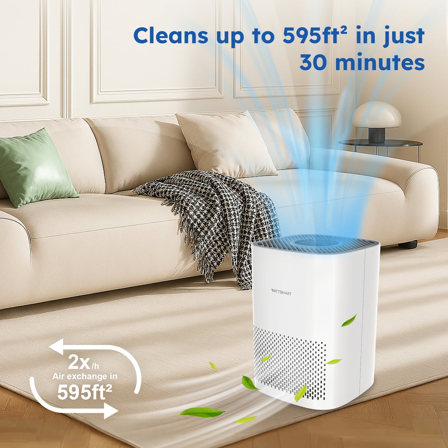 Captiva Designs Air Purifier with H13 True HEPA Filter & 22dB Quiet Sleep Mode, White