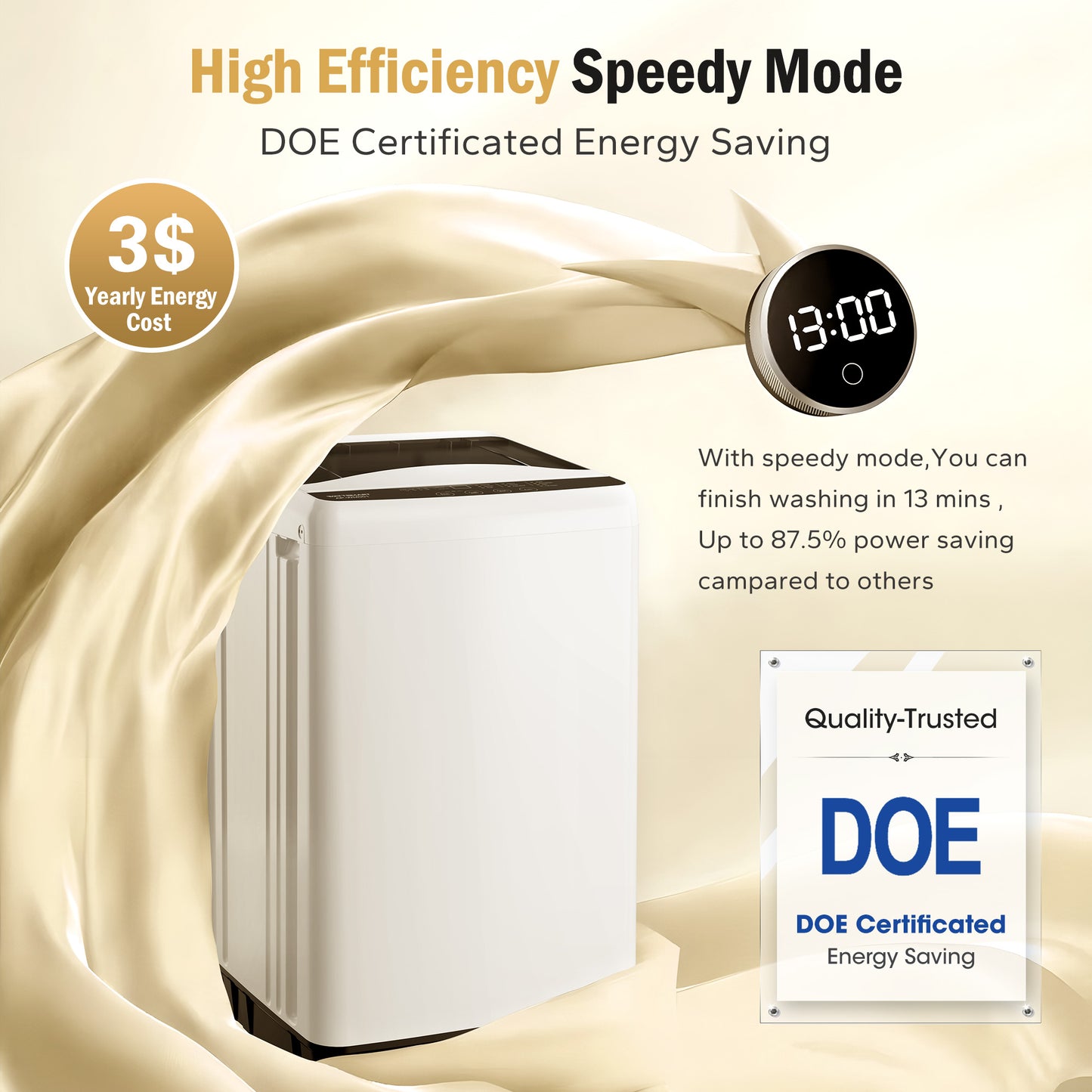 Captiva Designs Automatic Portable Washing Machine 360° Waterfull Deep Clean with Customizable Washing Modes
