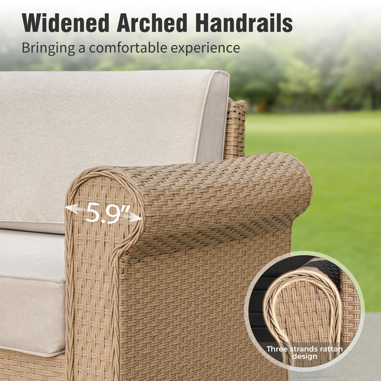 Captiva Designs Large Outdoor Patio Sectional Sofa Wicker Furniture Conversation Set with Cushions