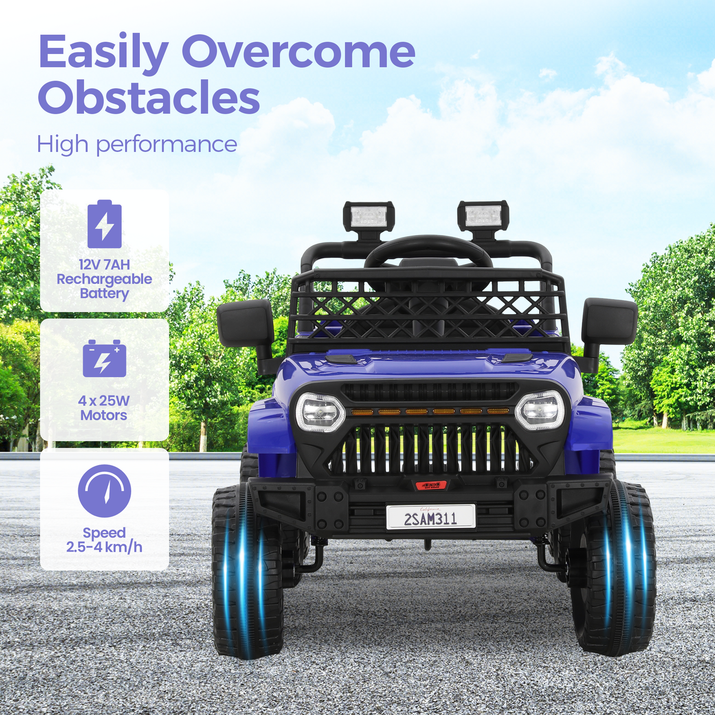 Captiva Designs Electric Jeep Car with Remote Control & Bluetooth Music & Off-Road Power Wheels