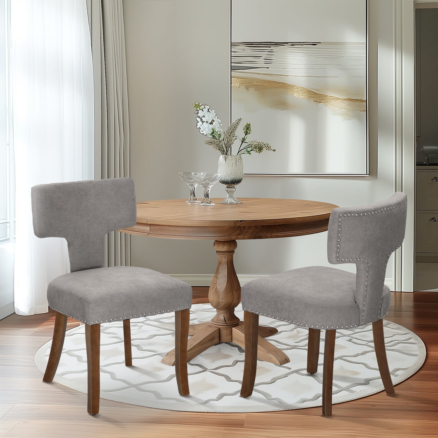 Captiva Designs Dining Chairs with Curved Backrest & Padded Seat & Solid Wood Legs