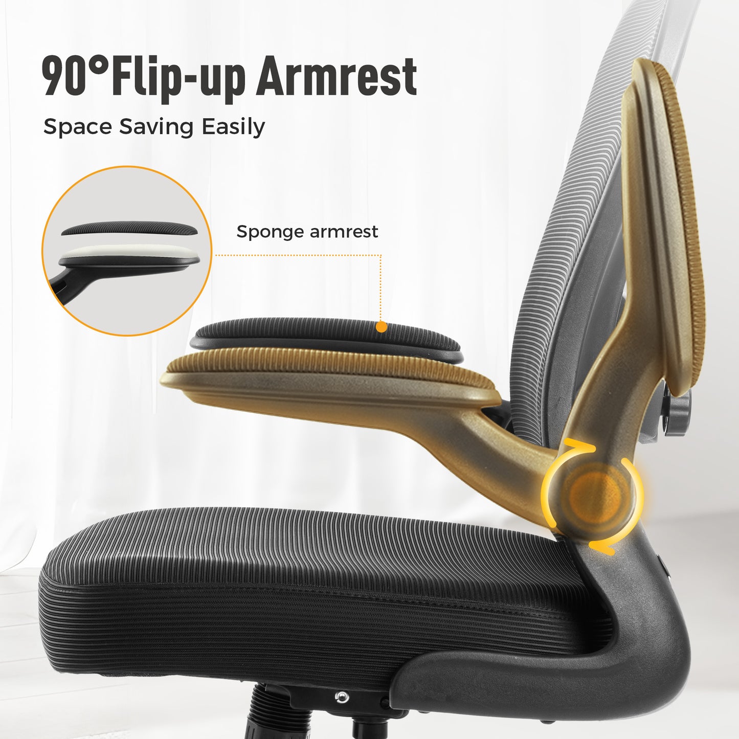 Captiva Designs Ergonomic High-Back Mesh Office Chair Adjustable Height Swivel Chair with Flip-Up Armrests, Black