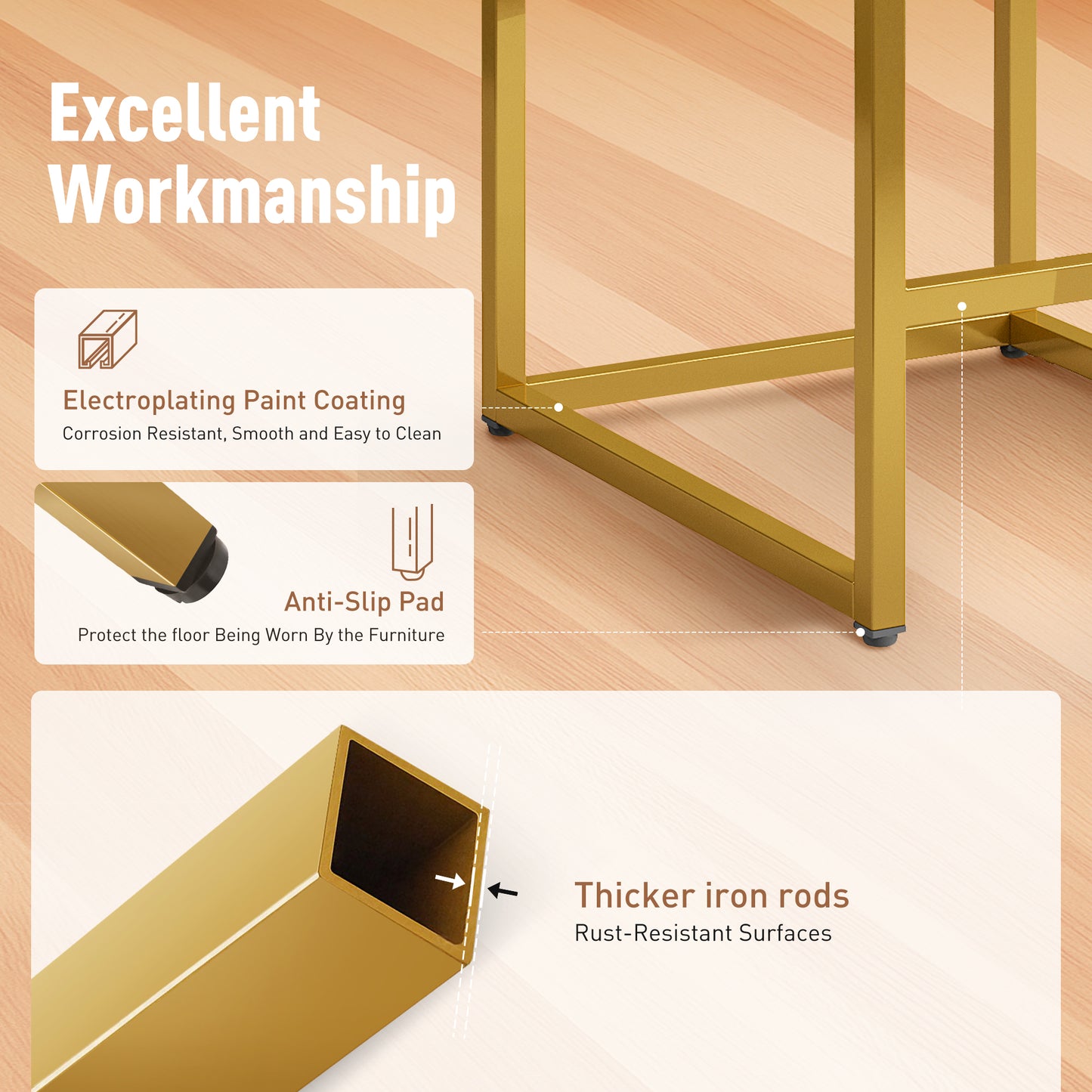 Captiva Designs 24 inch Height Bar Stool with Padded Seat and Back & Sturdy Steel Frame & Footrest