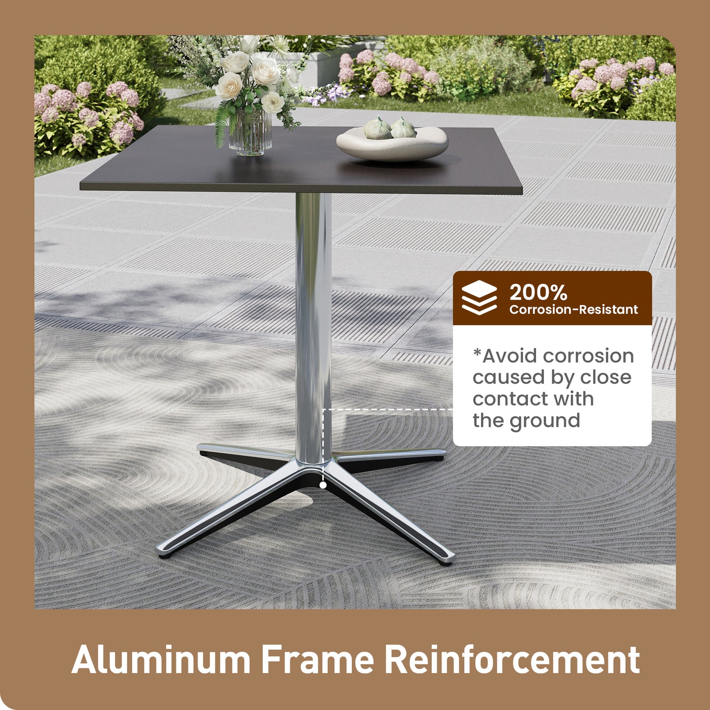 Captiva Designs 5pc Patio Dining Table with  X-Shaped Legs & Woven Pull Cord Back with Seat Cushion
