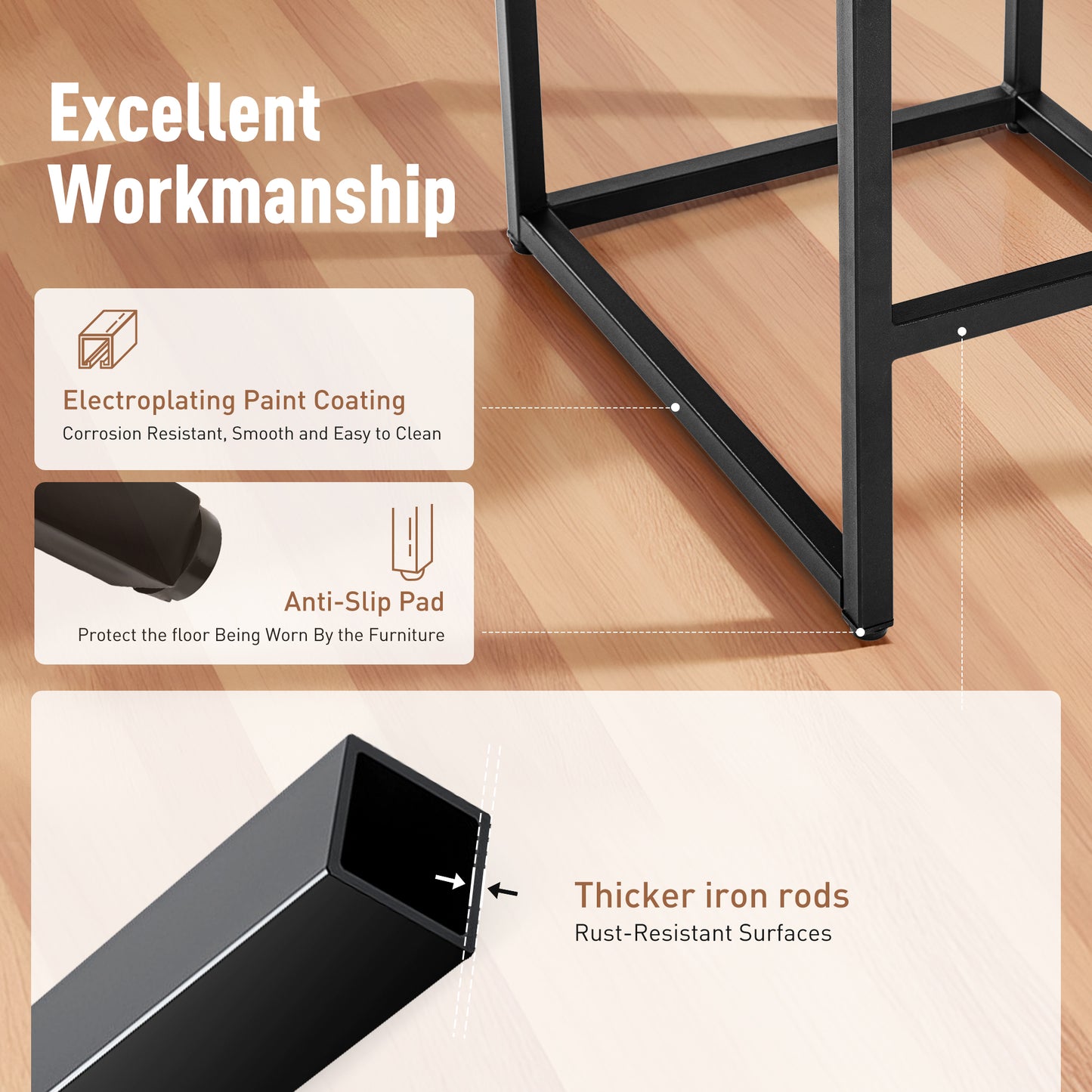 Captiva Designs 24 inch Height Bar Stool with Padded Seat and Back & Sturdy Steel Frame & Footrest