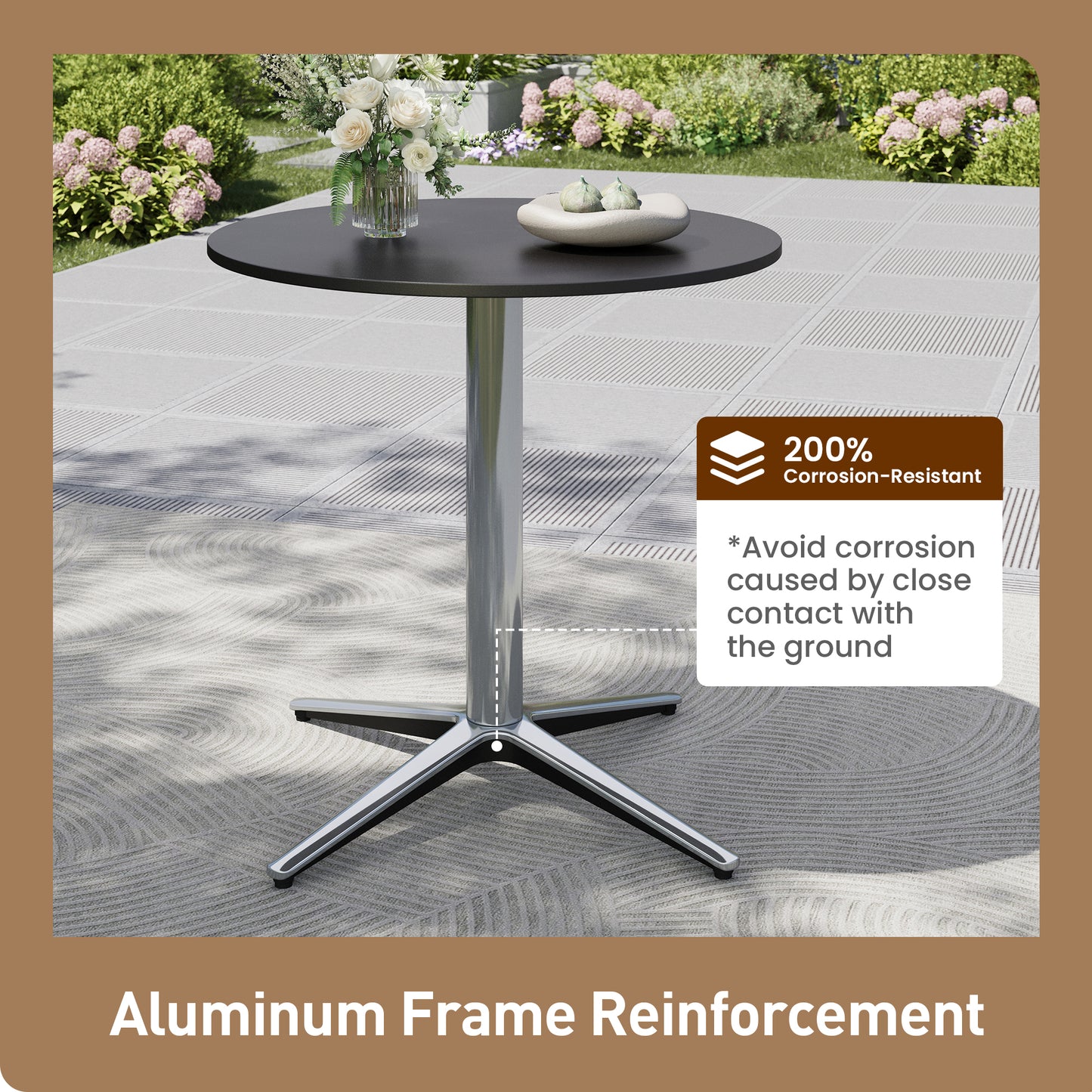Captiva Designs 5pc Patio Dining Table with  X-Shaped Legs & Woven Pull Cord Back with Seat Cushion