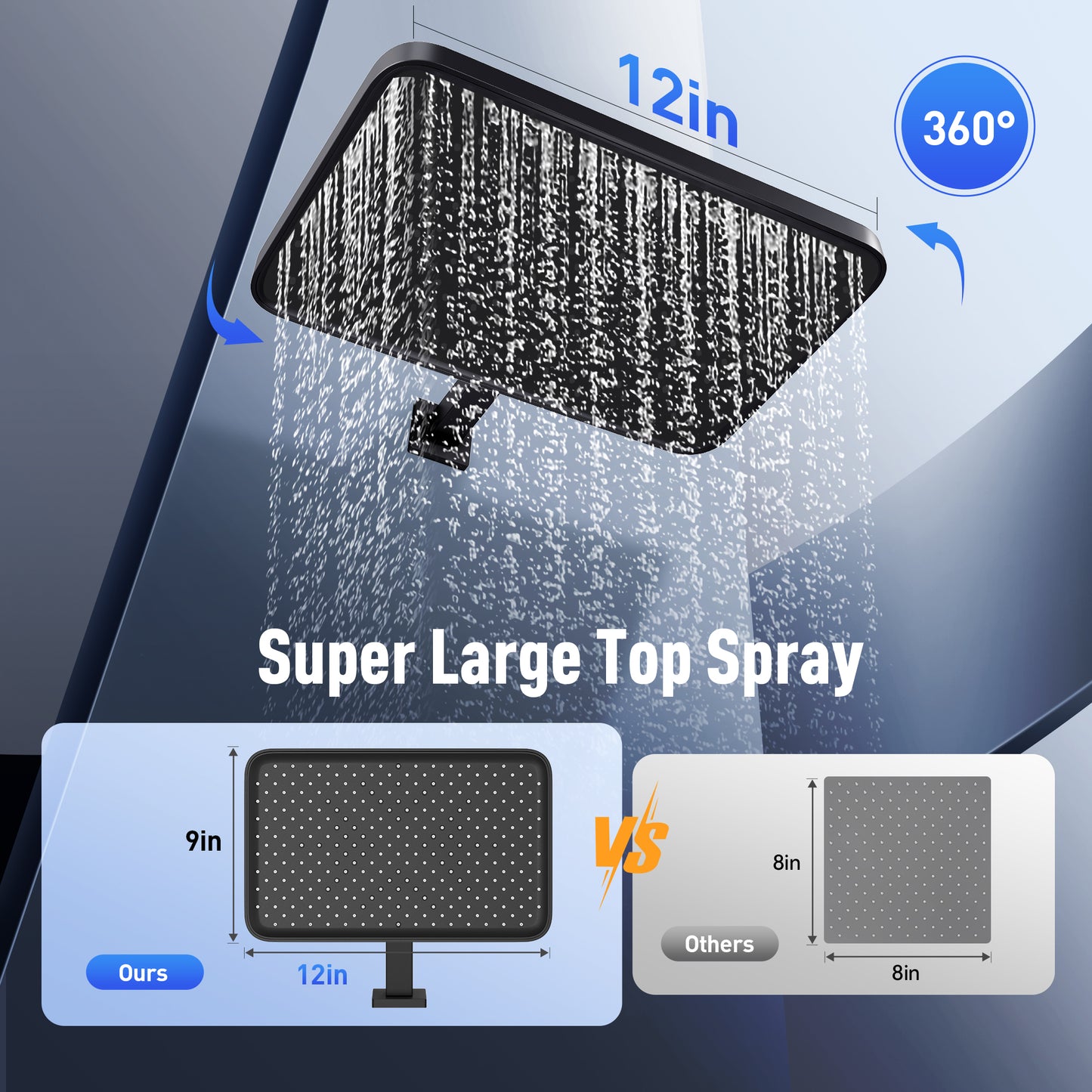 Captiva Designs Wall Mounted High Pressure Shower Head with Hand Shower