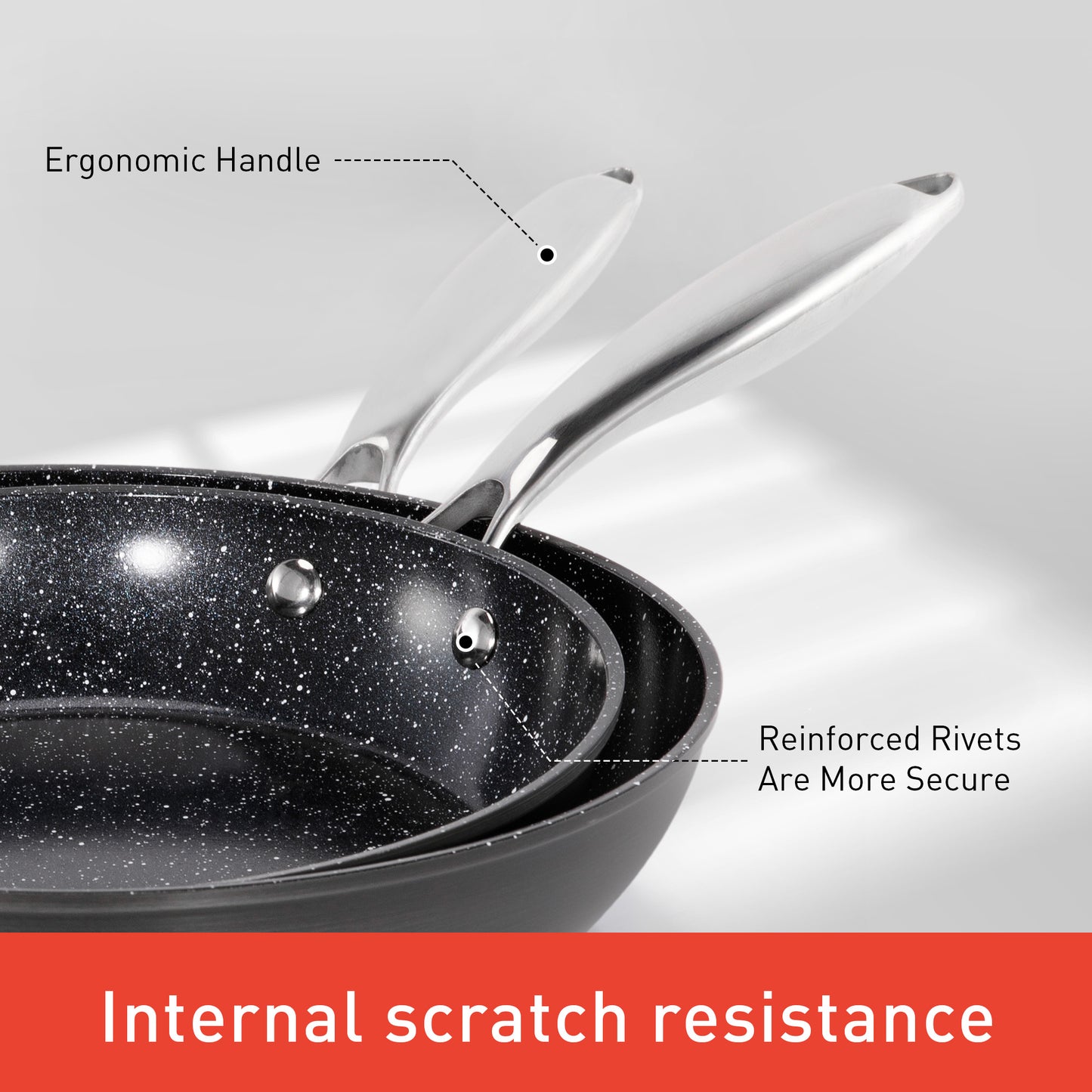 Captiva Designs Hard Anodized Ceramic Non-Stick Fry Pans Set, Black