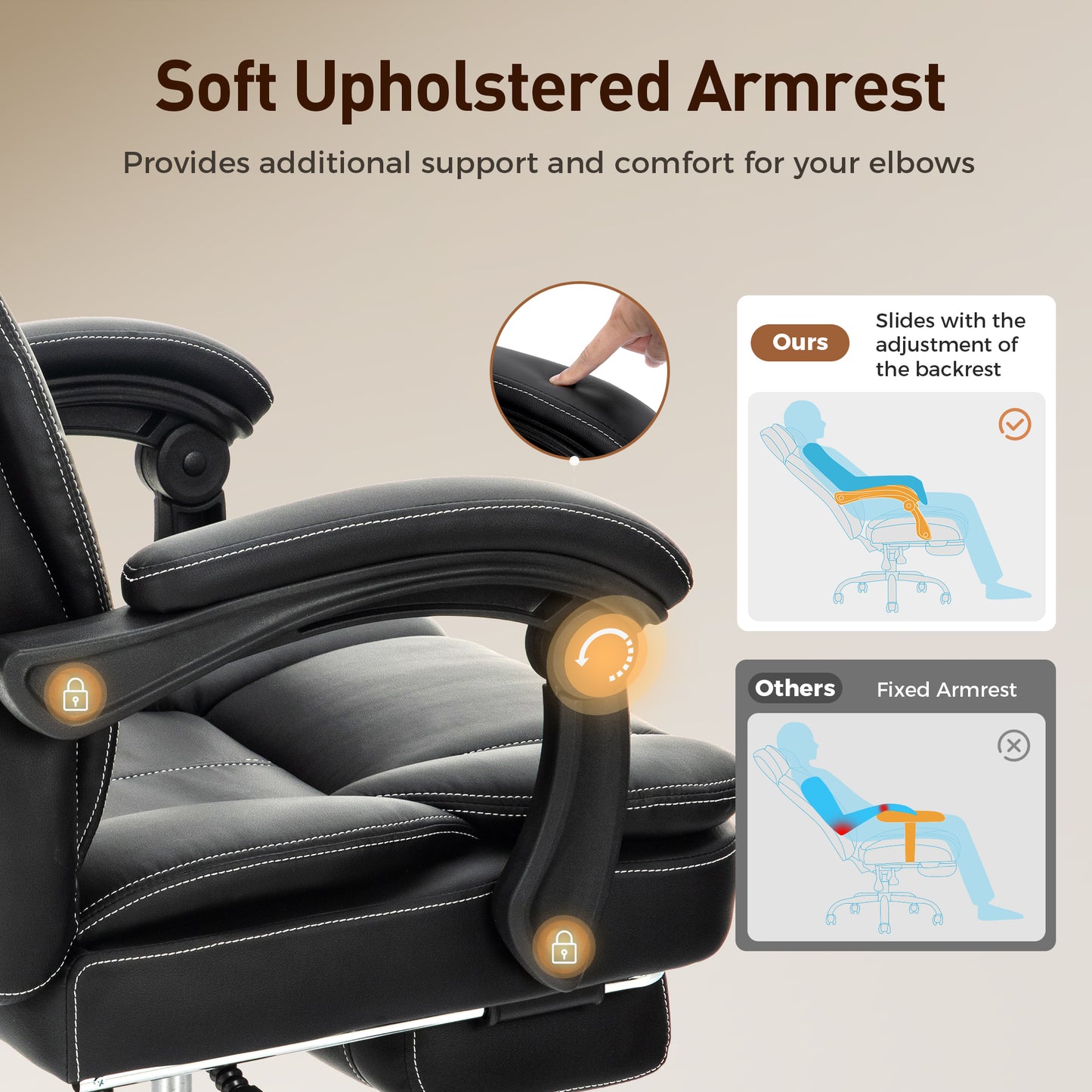 Captiva Designs Ergonomic Office Chair Adjustable Height & Armrest Swivel Chair, Black