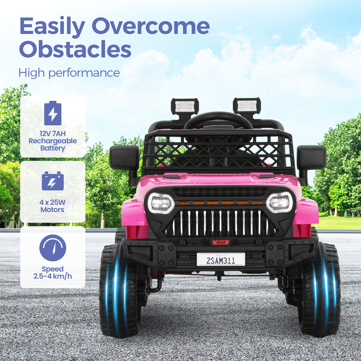 Captiva Designs Electric Jeep Car with Remote Control & Bluetooth Music & Off-Road Power Wheels