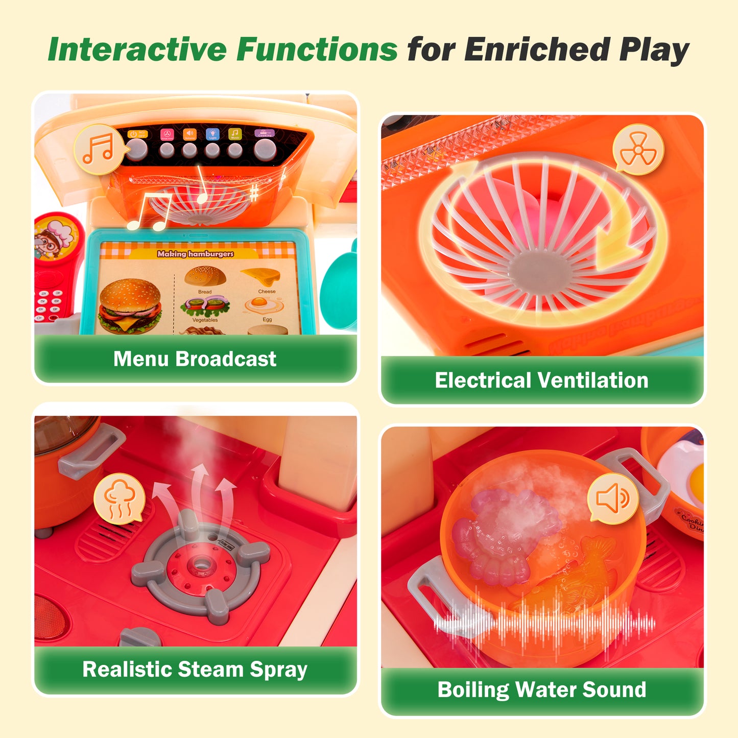 Captiva Designs Immersive Kids Kitchen Playset with Child-Friendly Materials & Authentic Cooking Experience