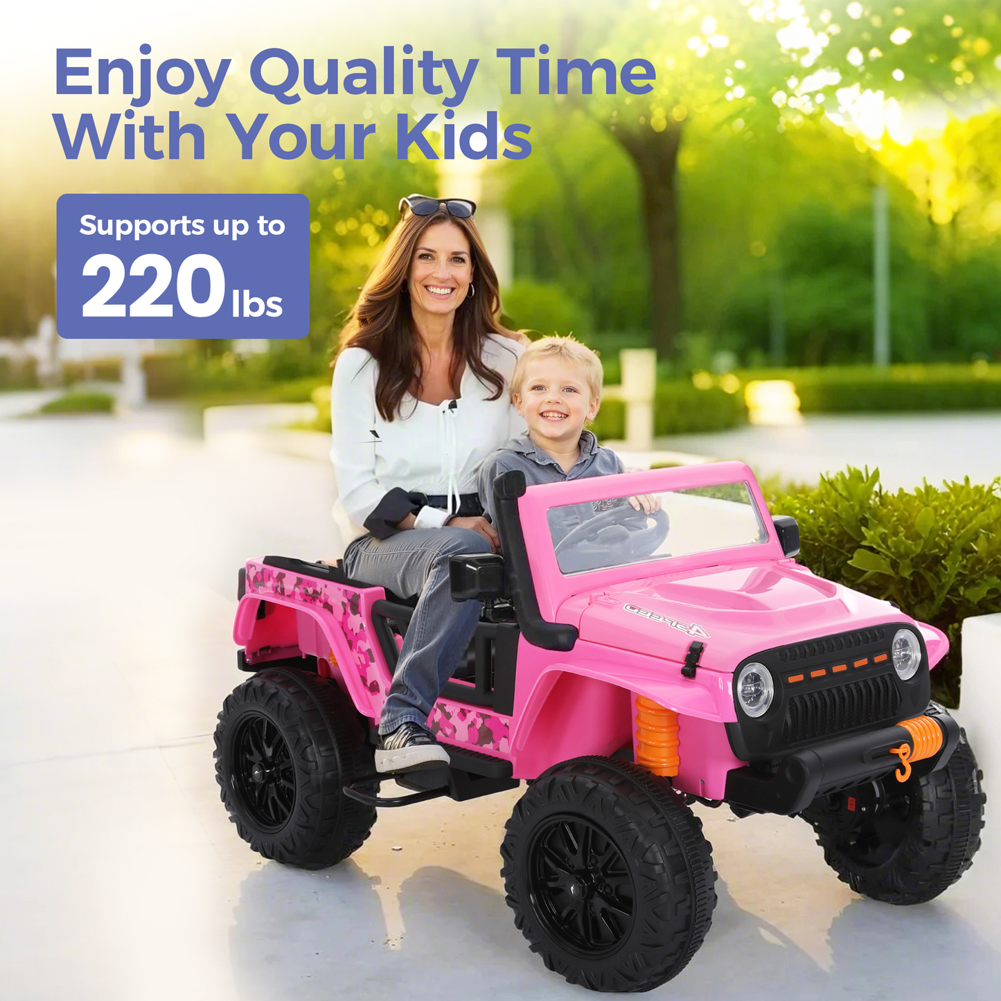 Captiva Designs Electric Jeep Car with Remote Control & Bluetooth Music & Off-Road Power Wheels