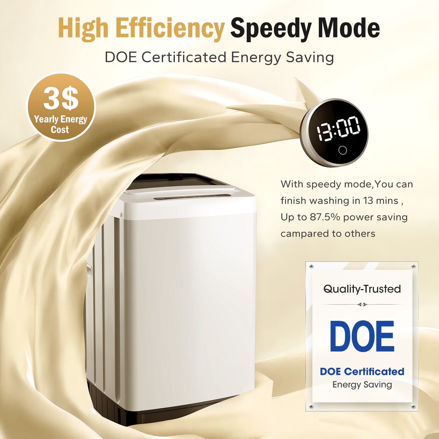 Captiva Designs Automatic Portable Washing Machine 360° Waterfull Deep Clean with Customizable Washing Modes