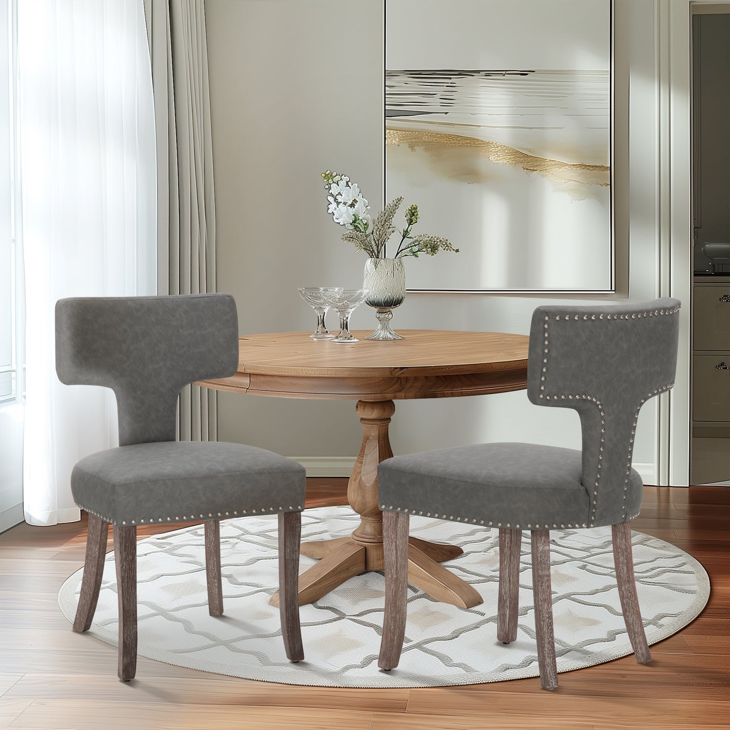 Captiva Designs Dining Chairs with Curved Backrest & Padded Seat & Solid Wood Legs