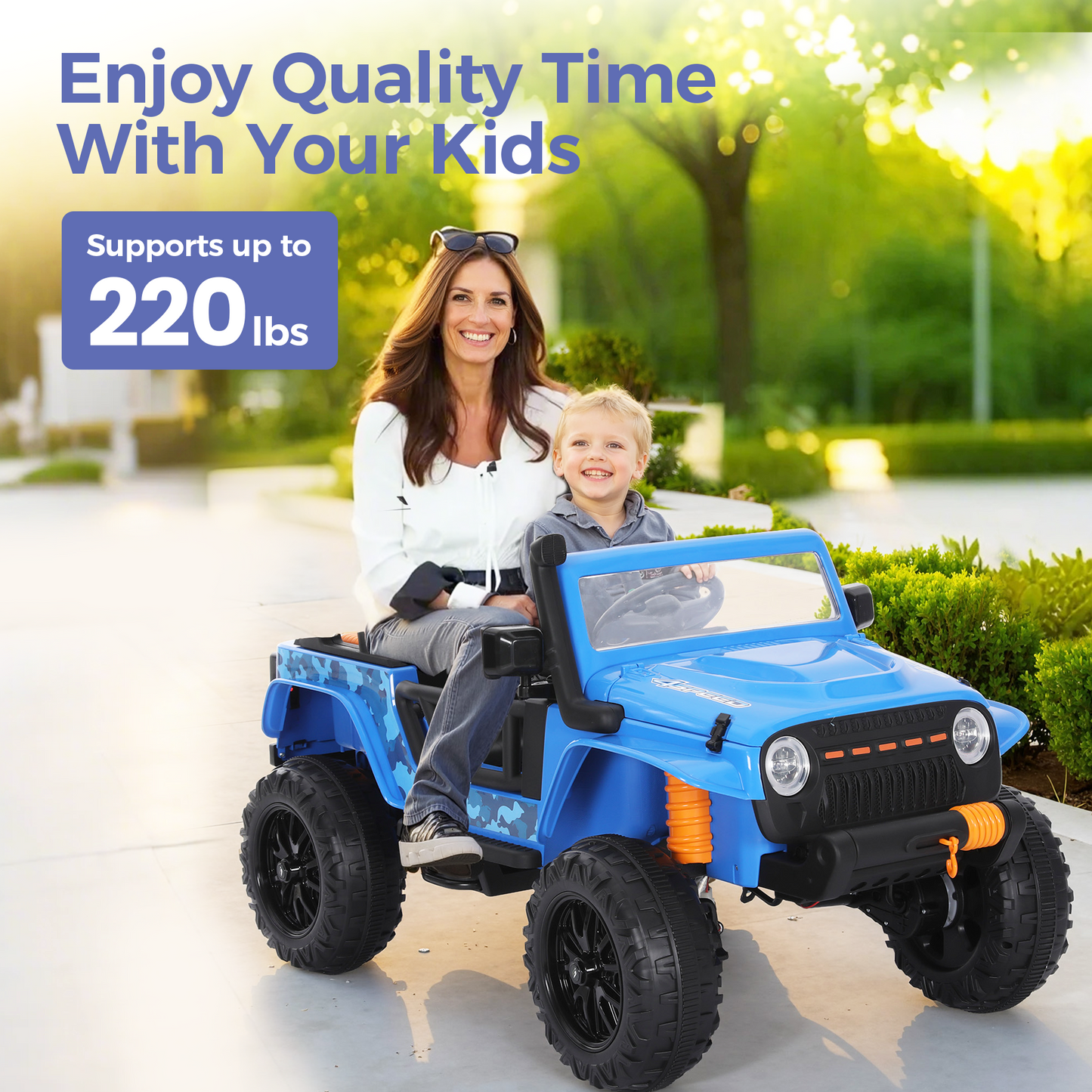 Captiva Designs Electric Jeep Car with Remote Control & Bluetooth Music & Off-Road Power Wheels