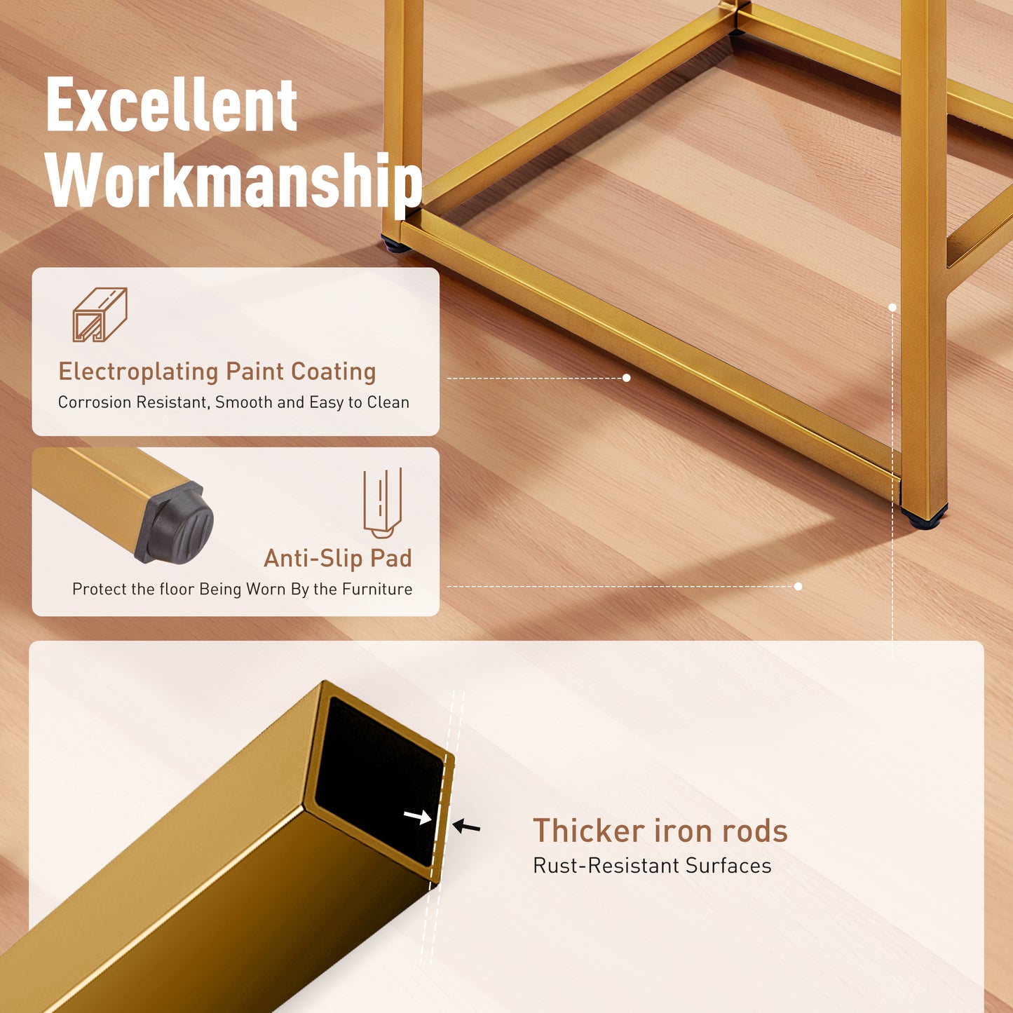 Captiva Designs 24 inch Height Bar Stool with Padded Seat and Back & Sturdy Steel Frame & Footrest