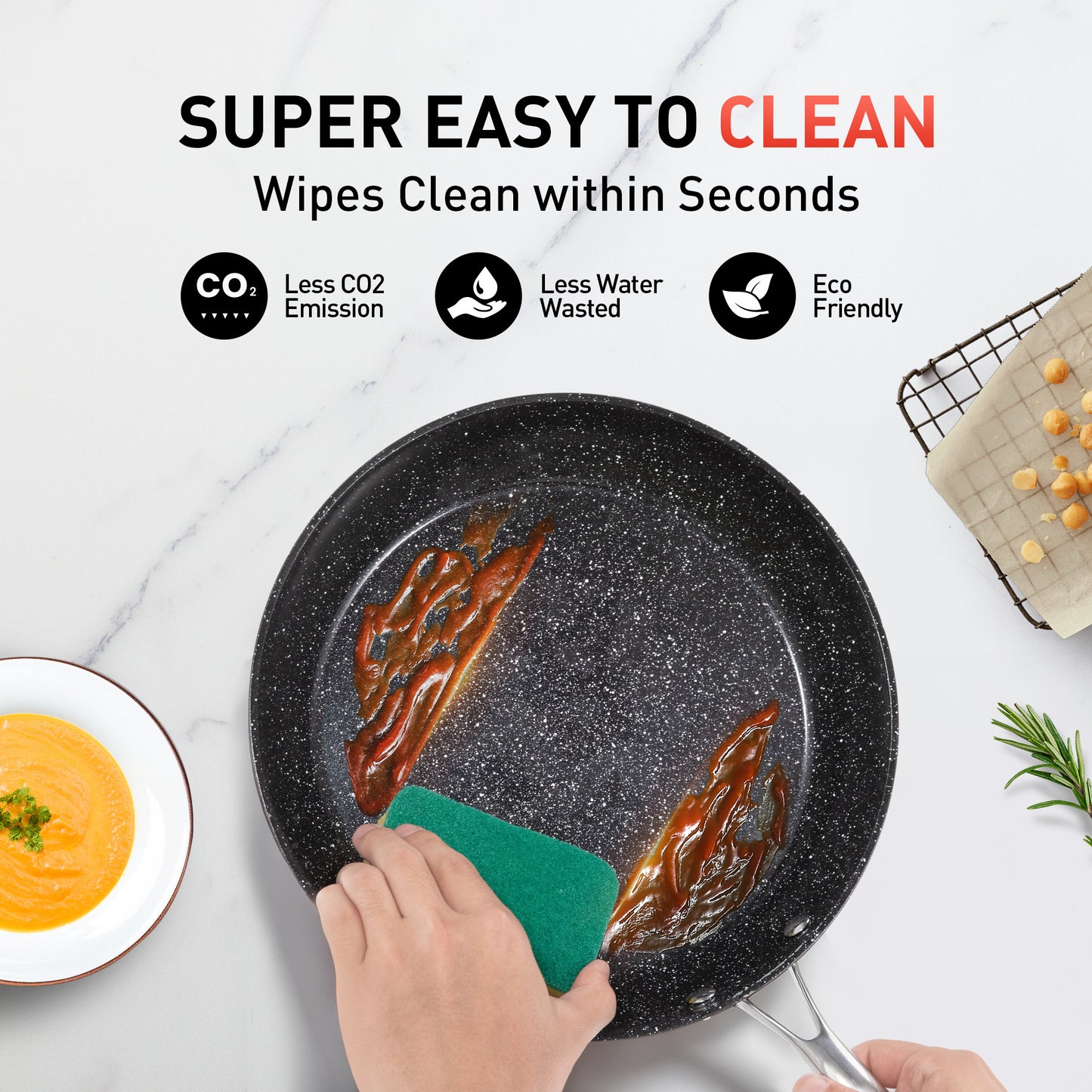 Captiva Designs Hard Anodized Ceramic Non-Stick Fry Pans Set, Black