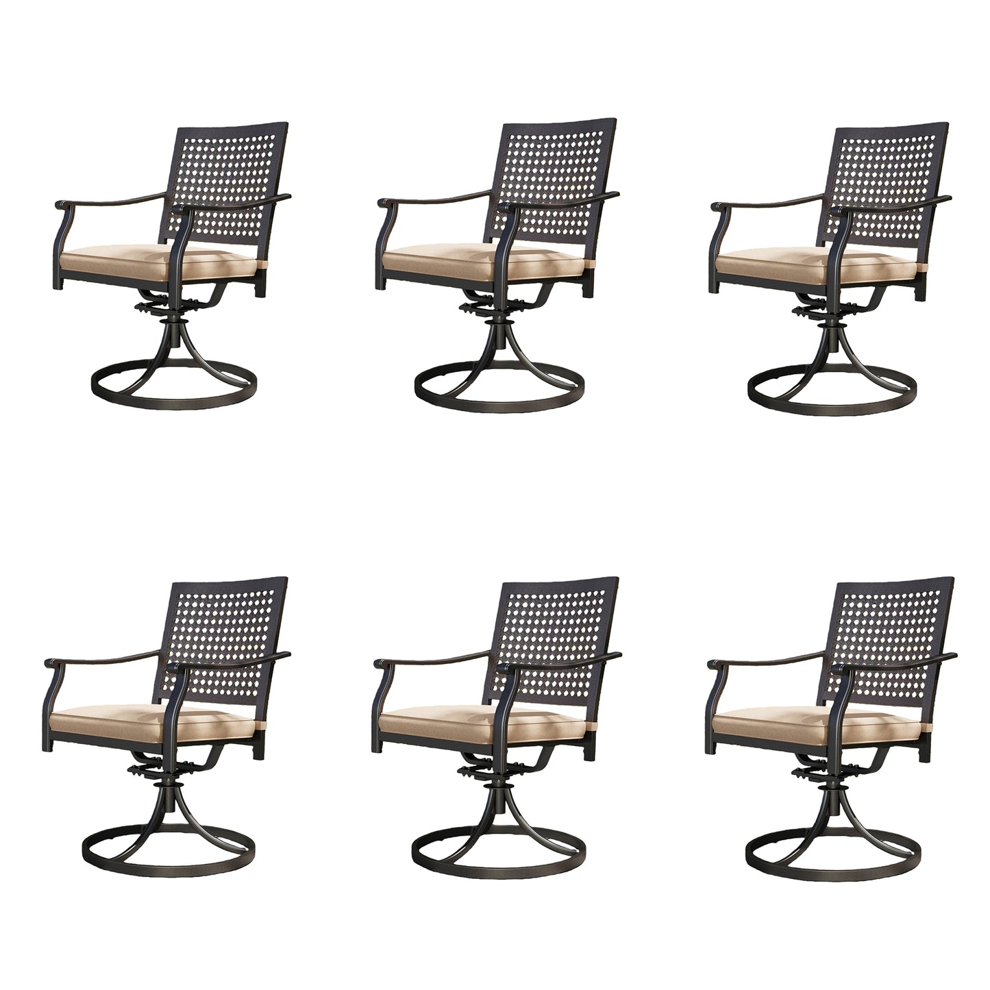 Captiva Designs Outdoor Patio Dining Swivel Steel Chairs with Thick Cushions