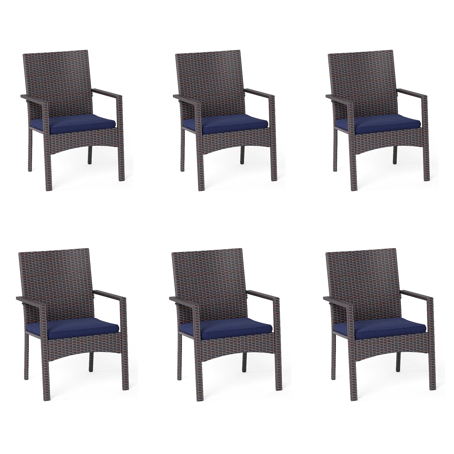 Captiva Designs Outdoor Patio All-weather Wicker Dining Chairs with Thick Cushion