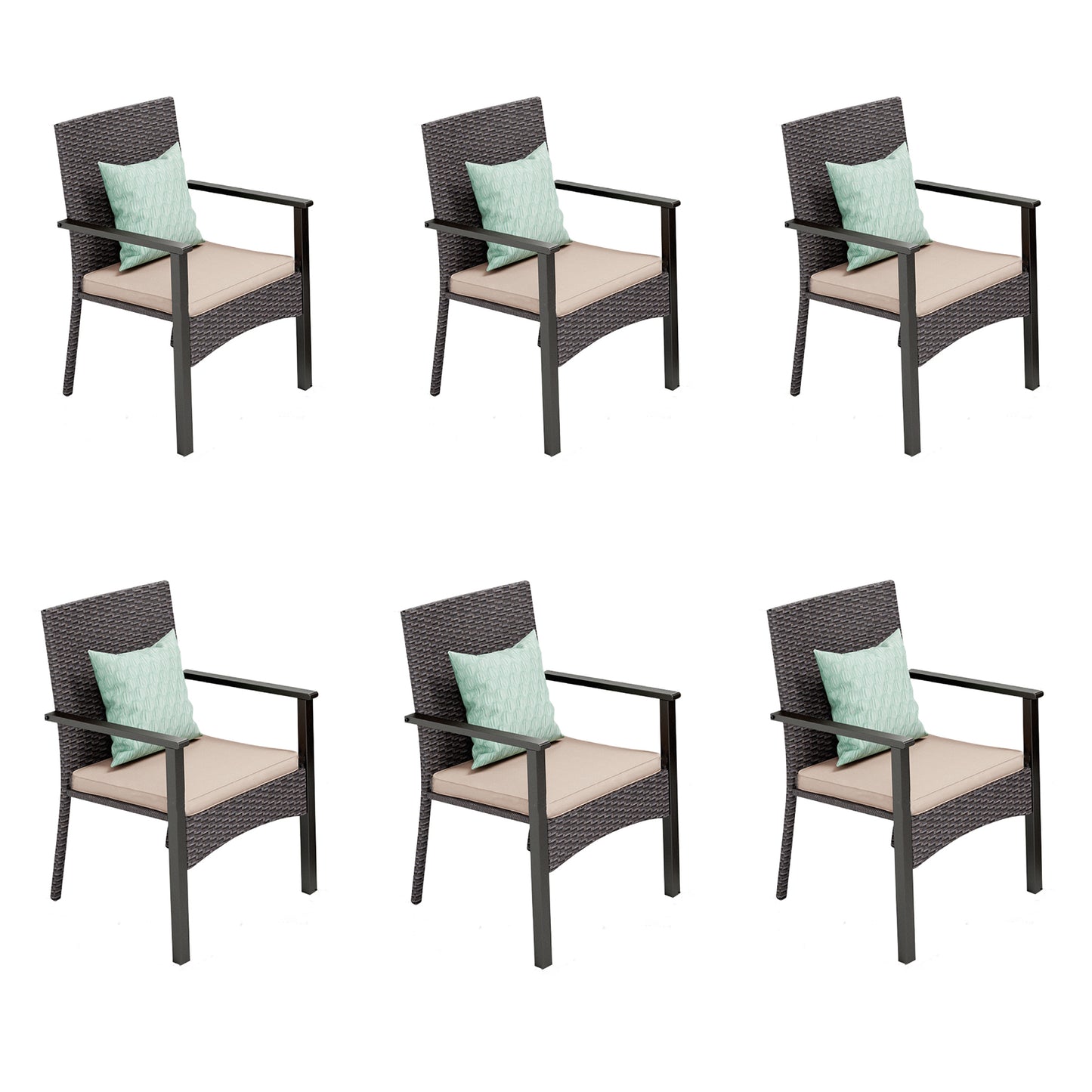 Captiva Designs Outdoor Patio All-weather Wicker Dining Chairs with Thick Cushion