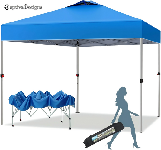 Captiva Designs 10x10 Pop Up Canopy Tent, Gazebo Shelter Sun Shade Canopies Waterproof Patio Portable Popup Tents for Beach,Parties,Camping,100 Sq