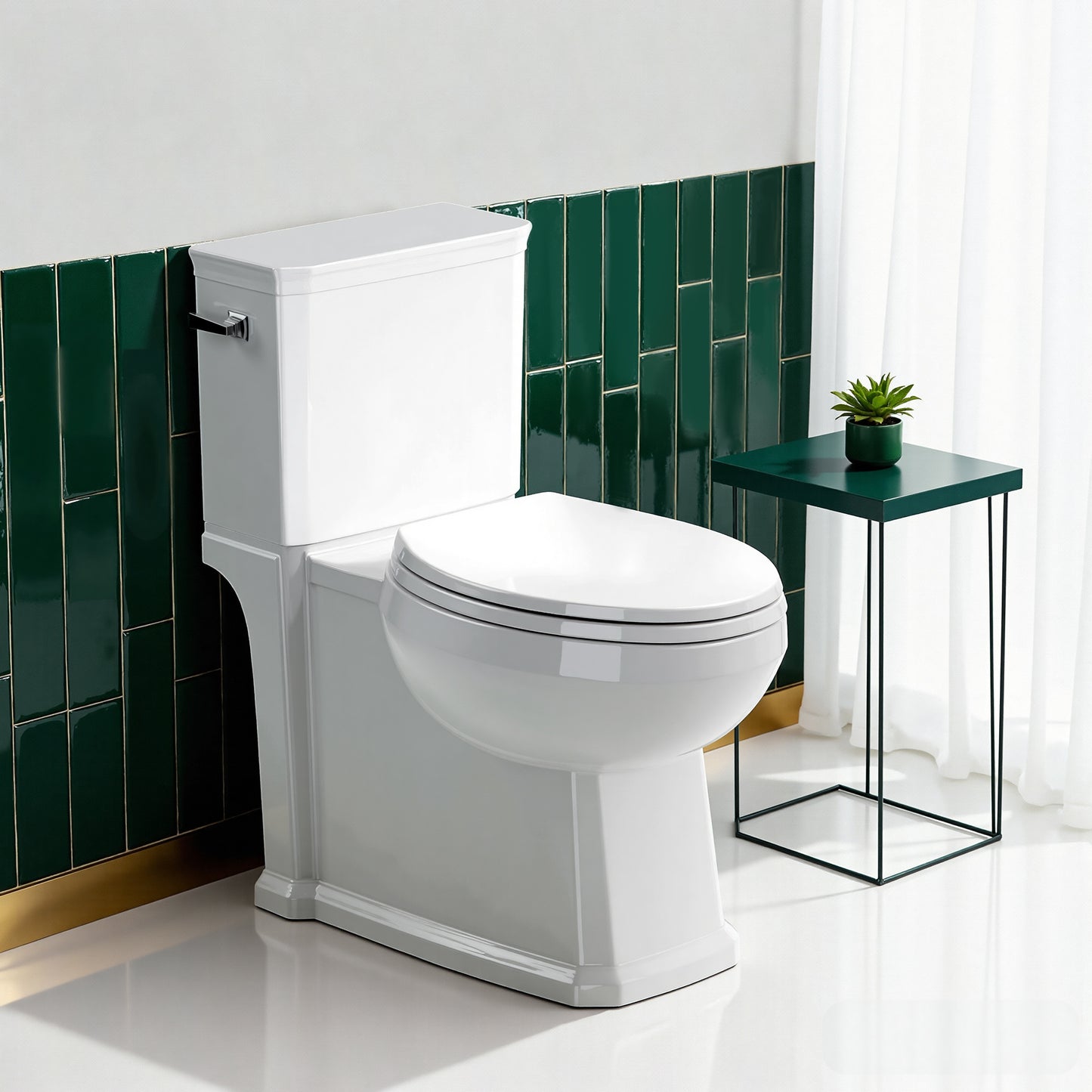 Captiva Designs Elongated Toilet with Comfortable ADA Height & Powerful Flush & Wider Trapway