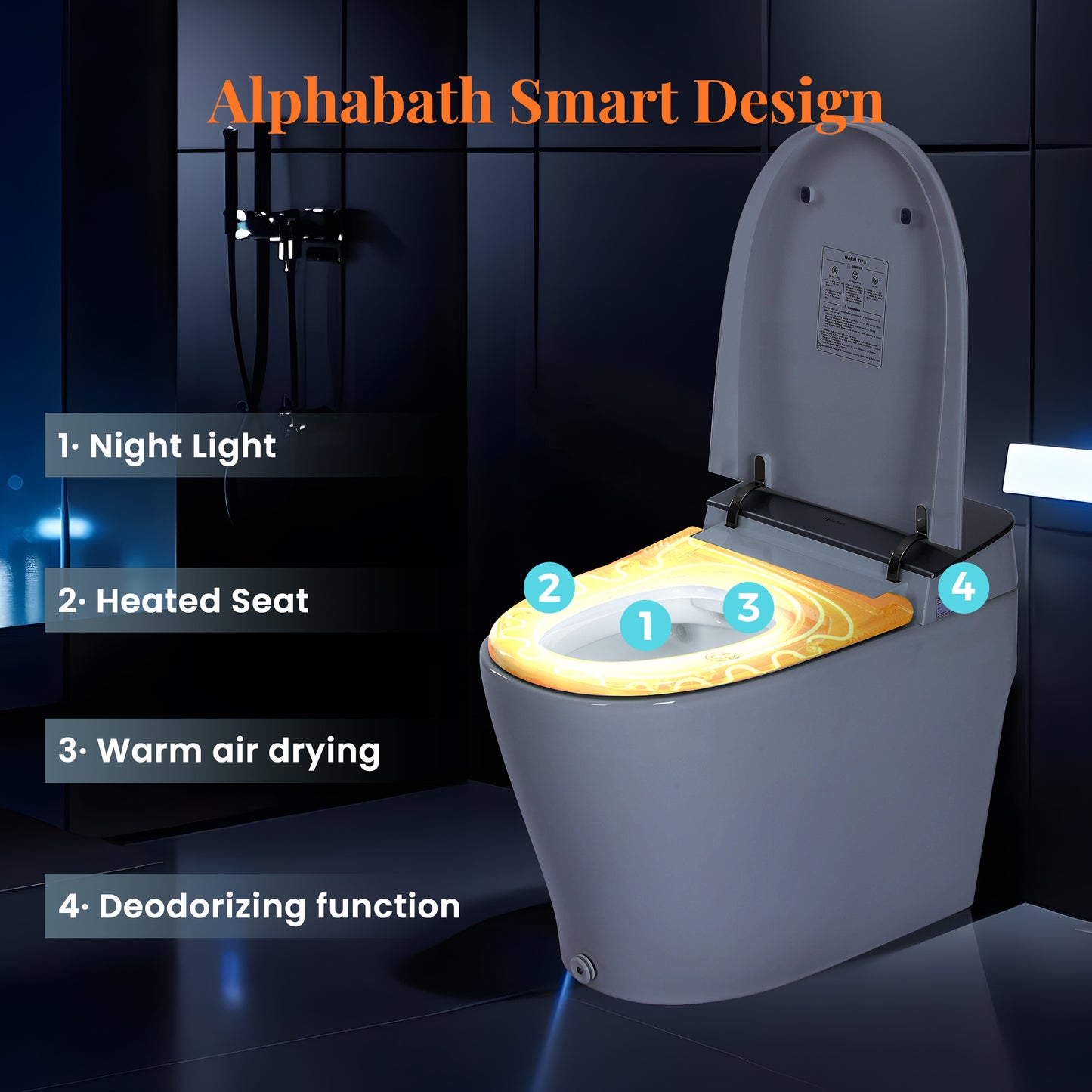 Captiva Designs Smart Bidet Toilet with Heated Seat & Remote Control
