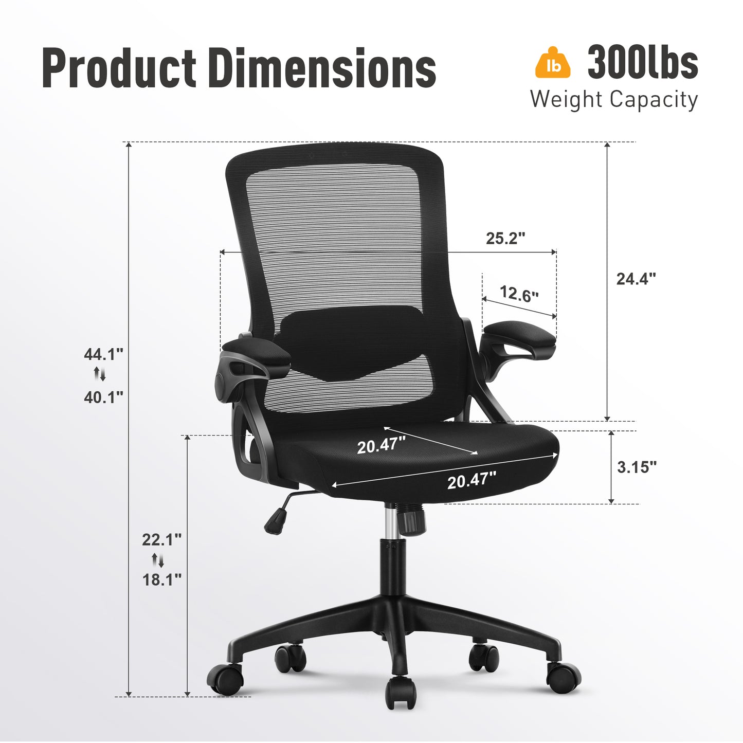 Captiva Designs Ergonomic Office Chair Adjustable Height & Armrest Swivel Chair, Black