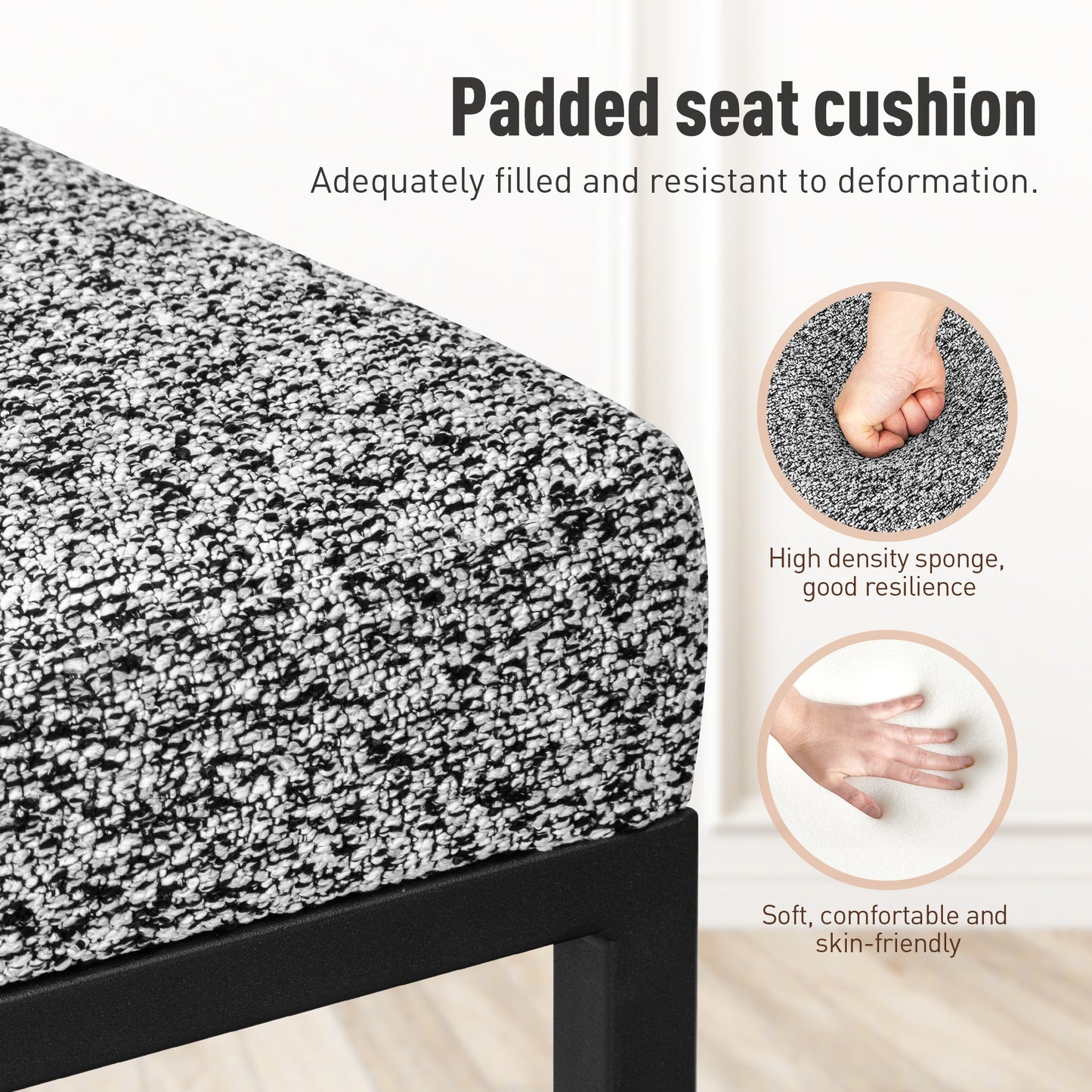 Captiva Designs 24 inch Height Bar Stool with Padded Seat and Back & Sturdy Steel Frame & Footrest