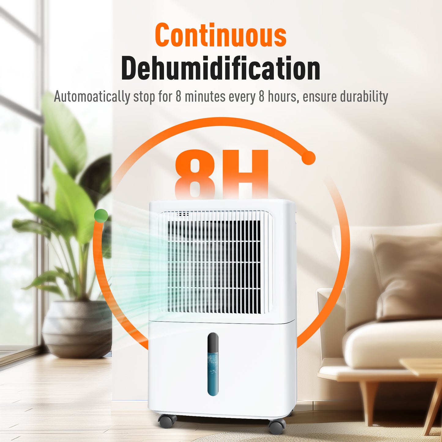 Captiva Designs High Efficiency Quiet Smart Dehumidifier with Auto & Manual Drainage & 3 Working Modes