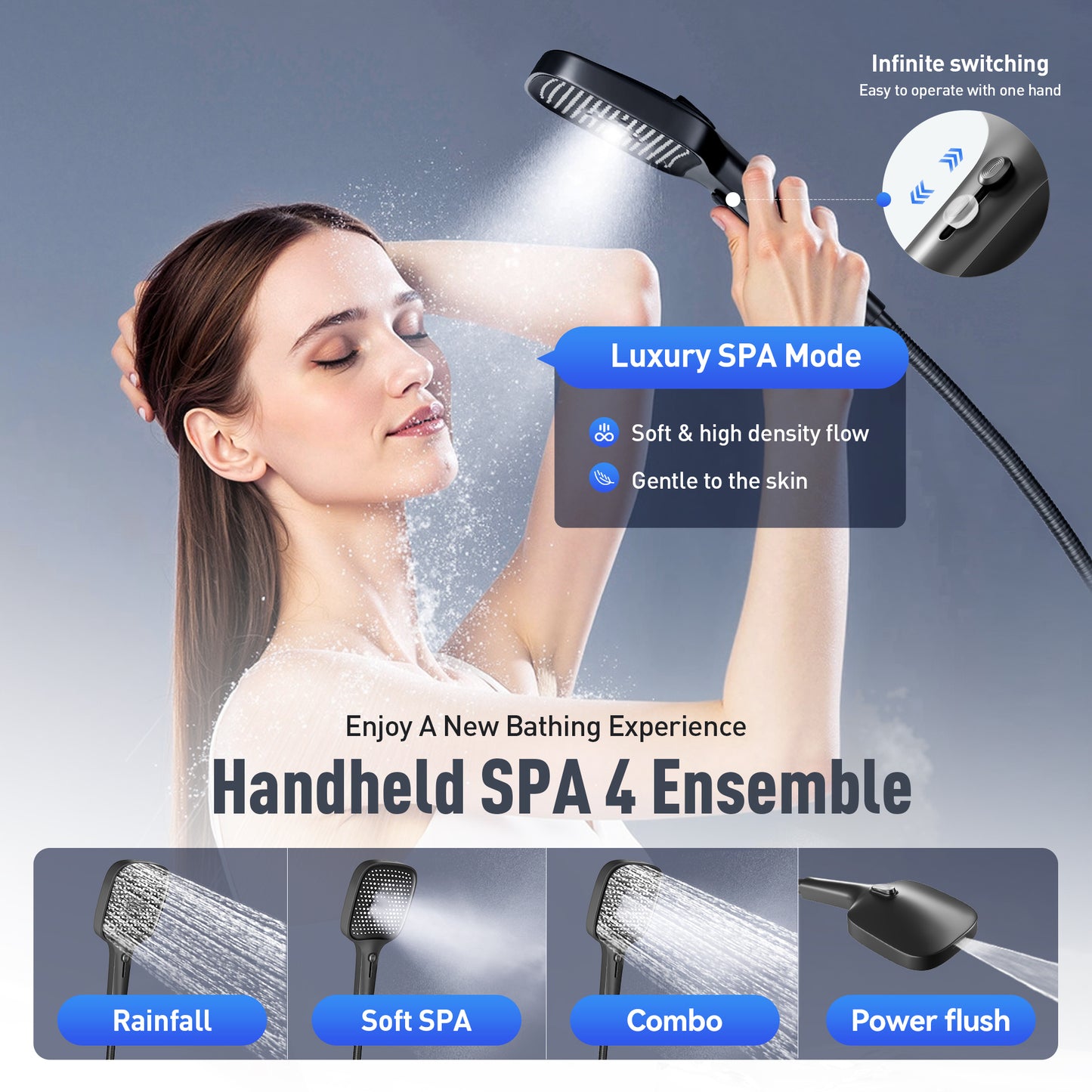 Captiva Designs Wall Mounted High Pressure Shower Head with Hand Shower