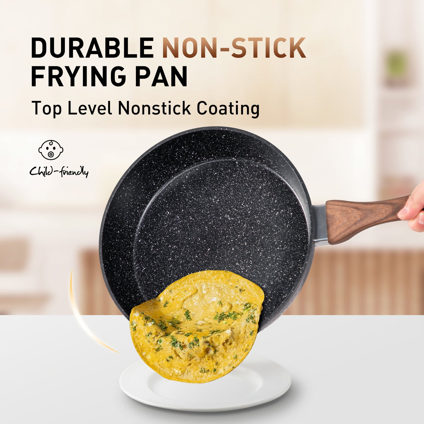 Captiva Designs Nonstick Granite Cookware Set with Heat-Resistant Bakelite Handle