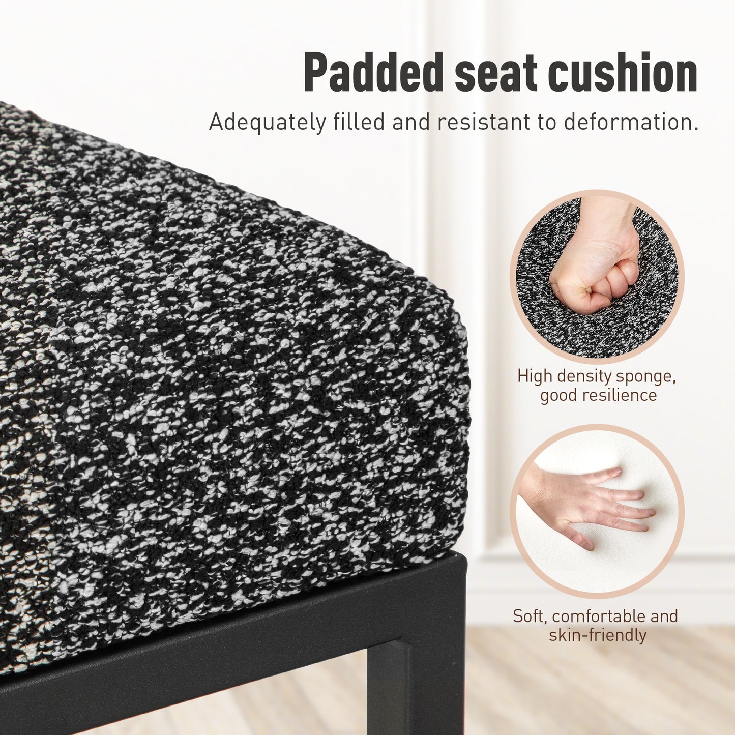 Captiva Designs 24 inch Height Bar Stool with Padded Seat and Back & Sturdy Steel Frame & Footrest