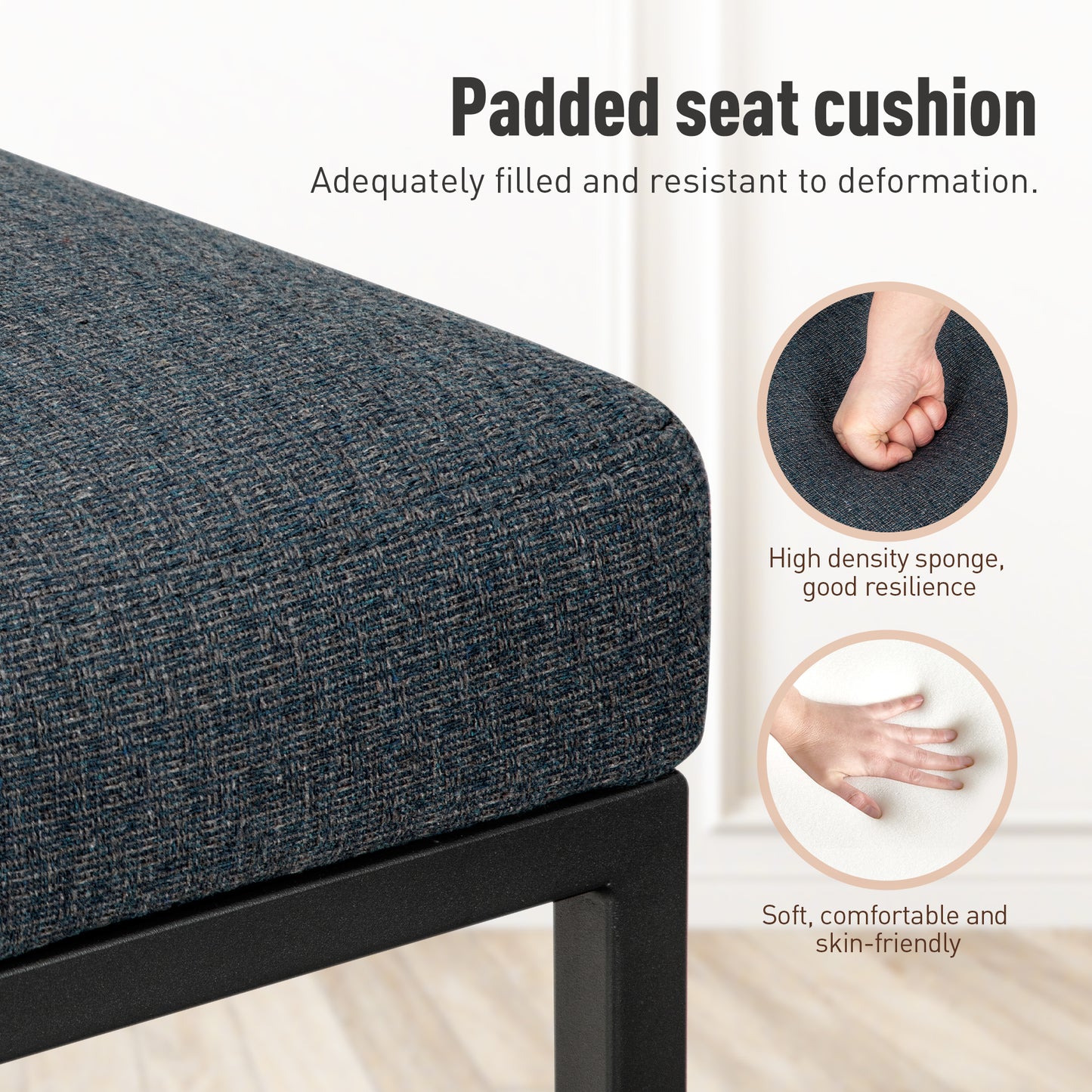 Captiva Designs 24 inch Height Bar Stool with Padded Seat and Back & Sturdy Steel Frame & Footrest