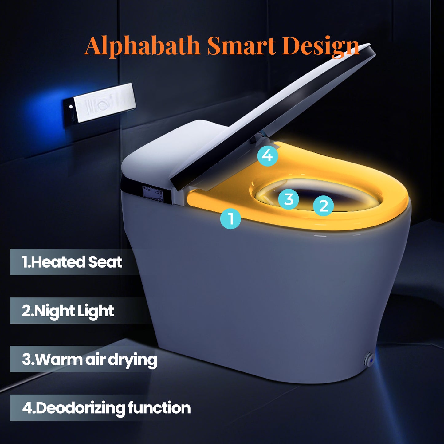 Captiva Designs Smart Bidet Toilet with Heated Seat & Remote Control
