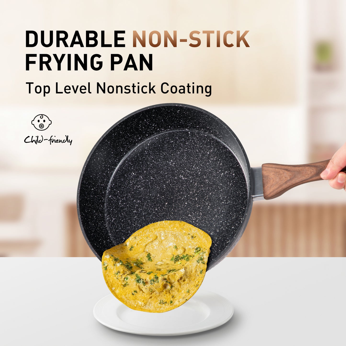 Captiva Designs Nonstick Granite Cookware Set with Heat-Resistant Bakelite Handle