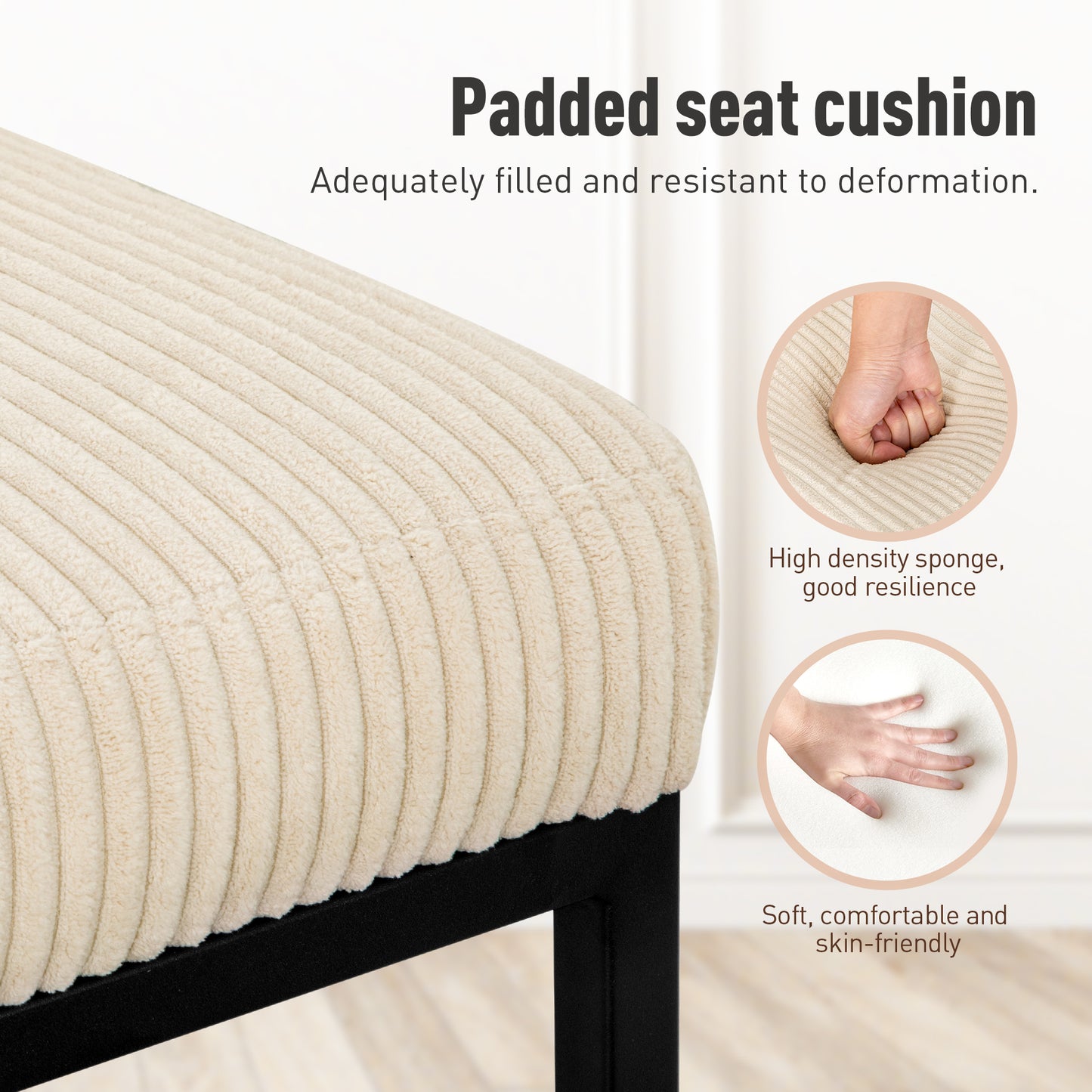 Captiva Designs 24 inch Height Bar Stool with Padded Seat and Back & Sturdy Steel Frame & Footrest