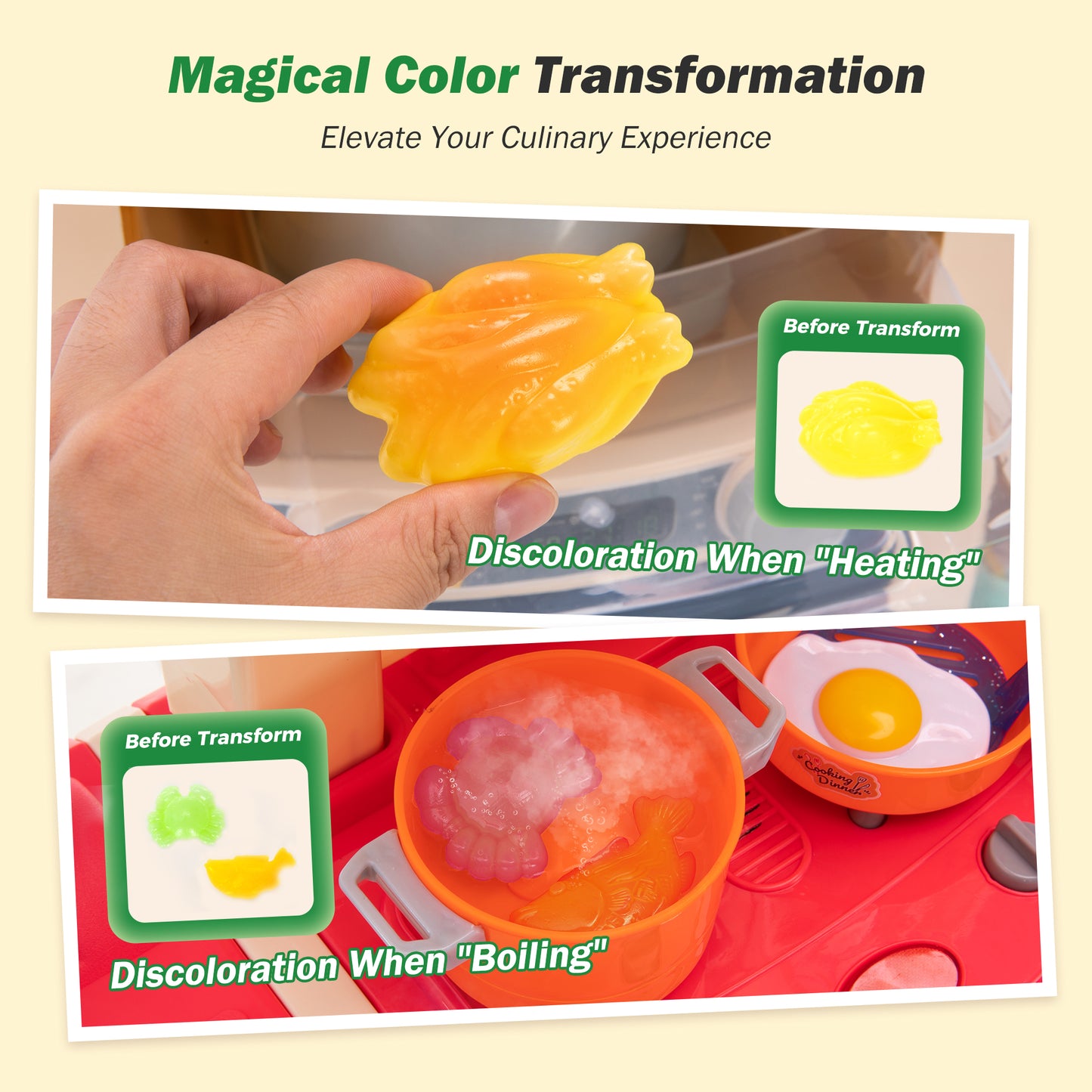 Captiva Designs Immersive Kids Kitchen Playset with Child-Friendly Materials & Authentic Cooking Experience