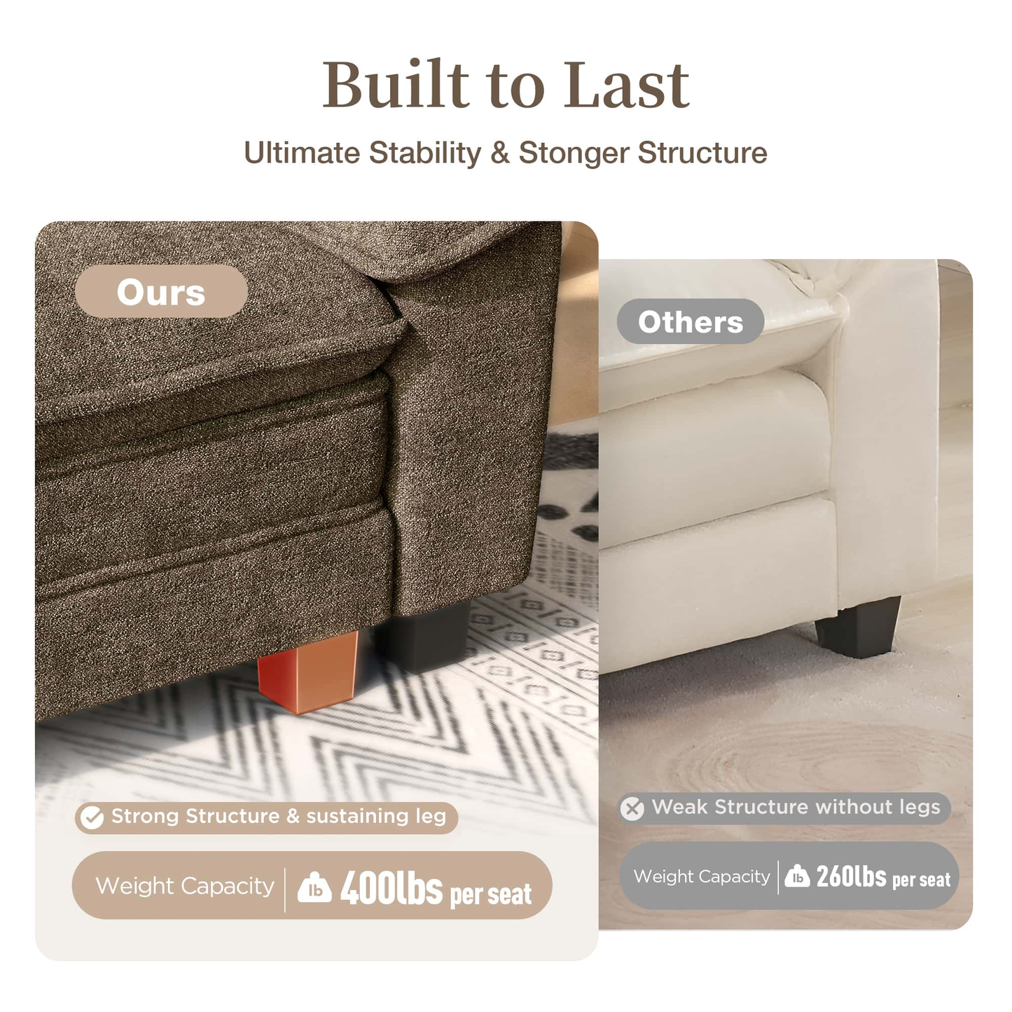 SUNSHINE VALLEY L Shaped Modular Cloud Couch, 157.5'' Oversized Chenille Sectional Sofa with Wider Armrest and Ottoman, Upholstered 5-Seat Modern Deep Seat for Bedroom Living Room, Taupe