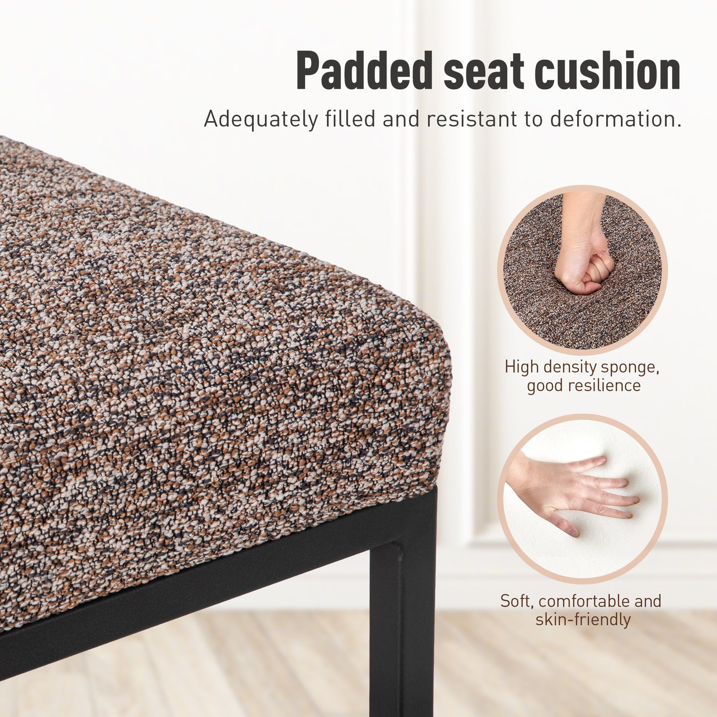 Captiva Designs 24 inch Height Bar Stool with Padded Seat and Back & Sturdy Steel Frame & Footrest