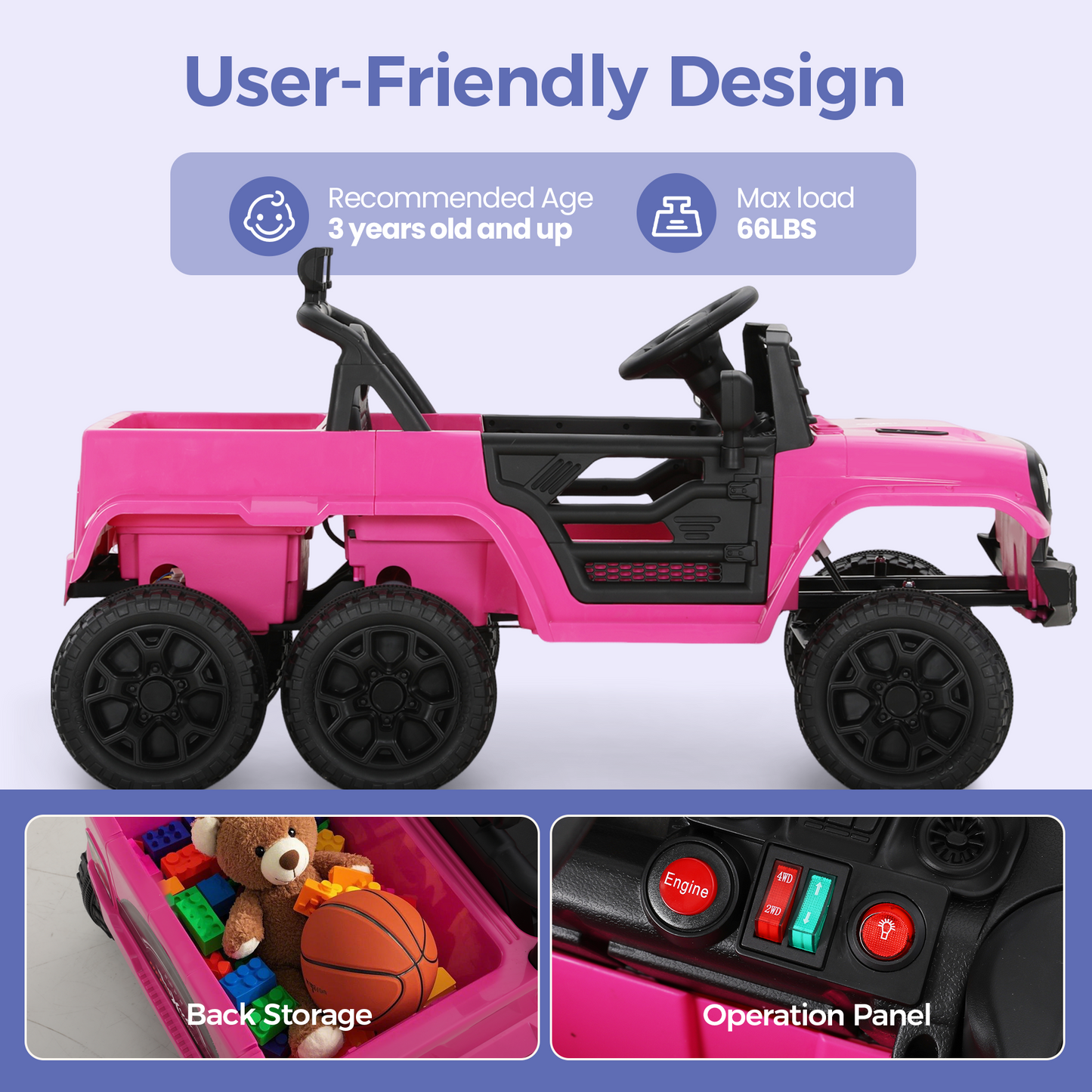 Captiva Designs Electric Jeep Car with Remote Control & Bluetooth Music & Off-Road Power Wheels