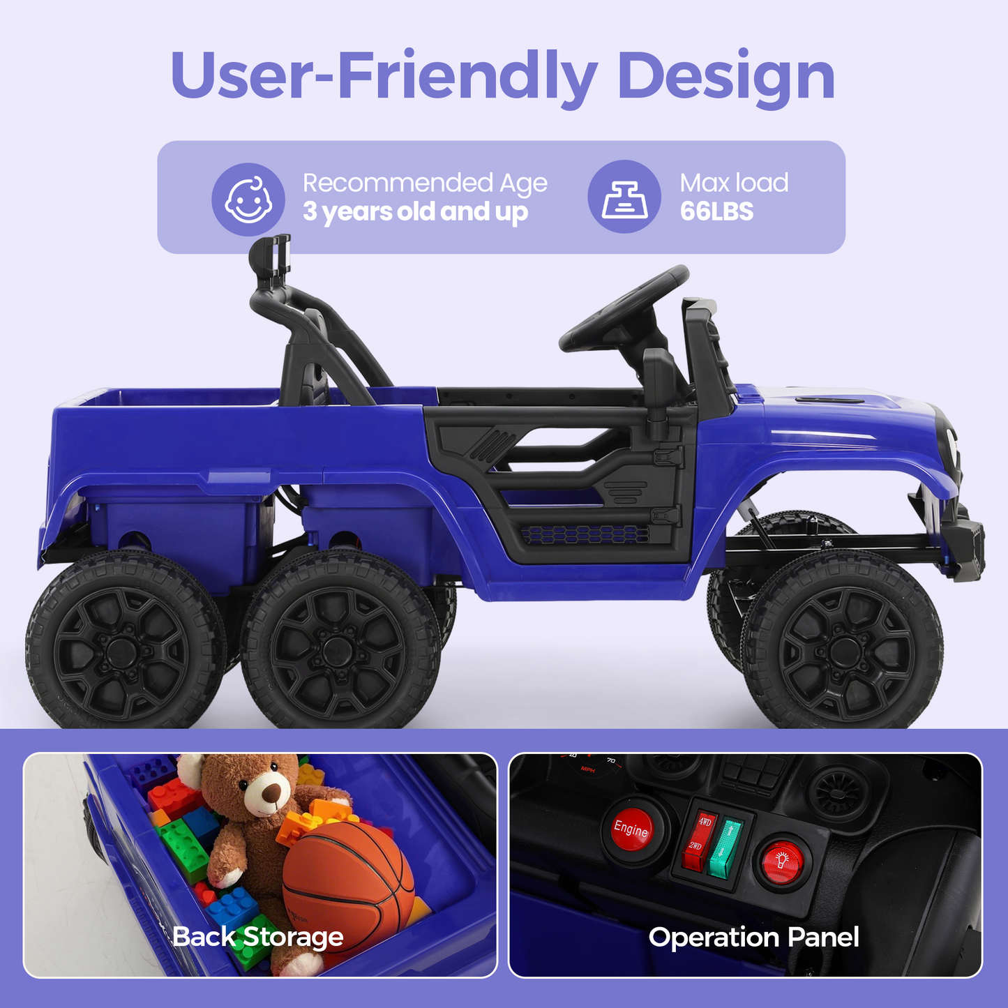 Captiva Designs Electric Jeep Car with Remote Control & Bluetooth Music & Off-Road Power Wheels